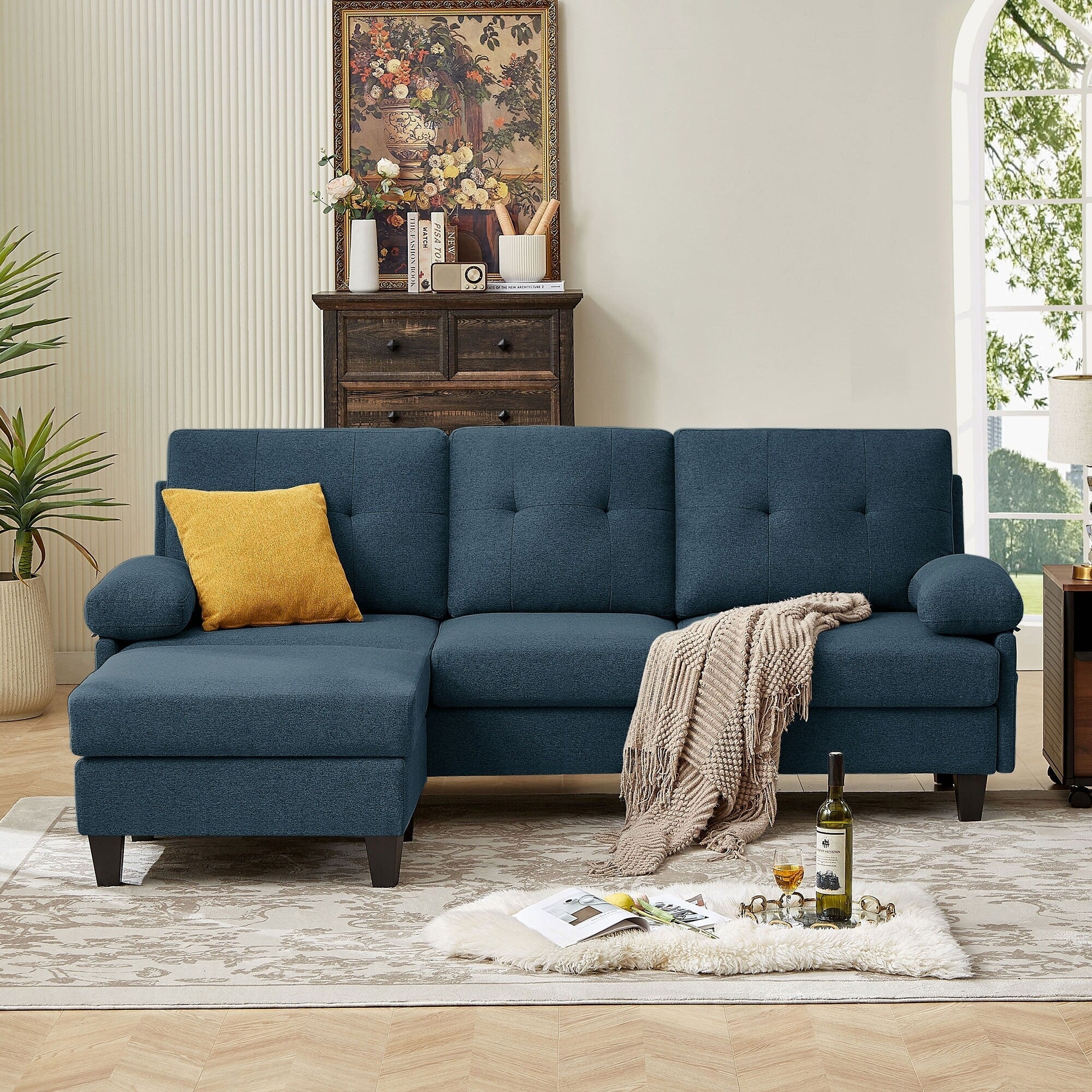 86.22 L Shaped Sectional Sofa with Side Storage Pockets