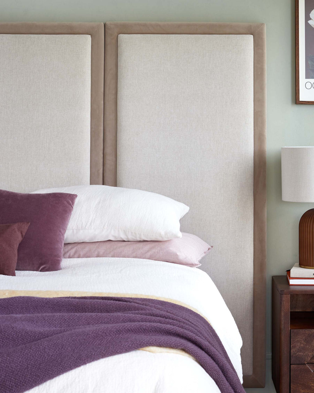 Penelope champagne natural mixed material large panel headboard