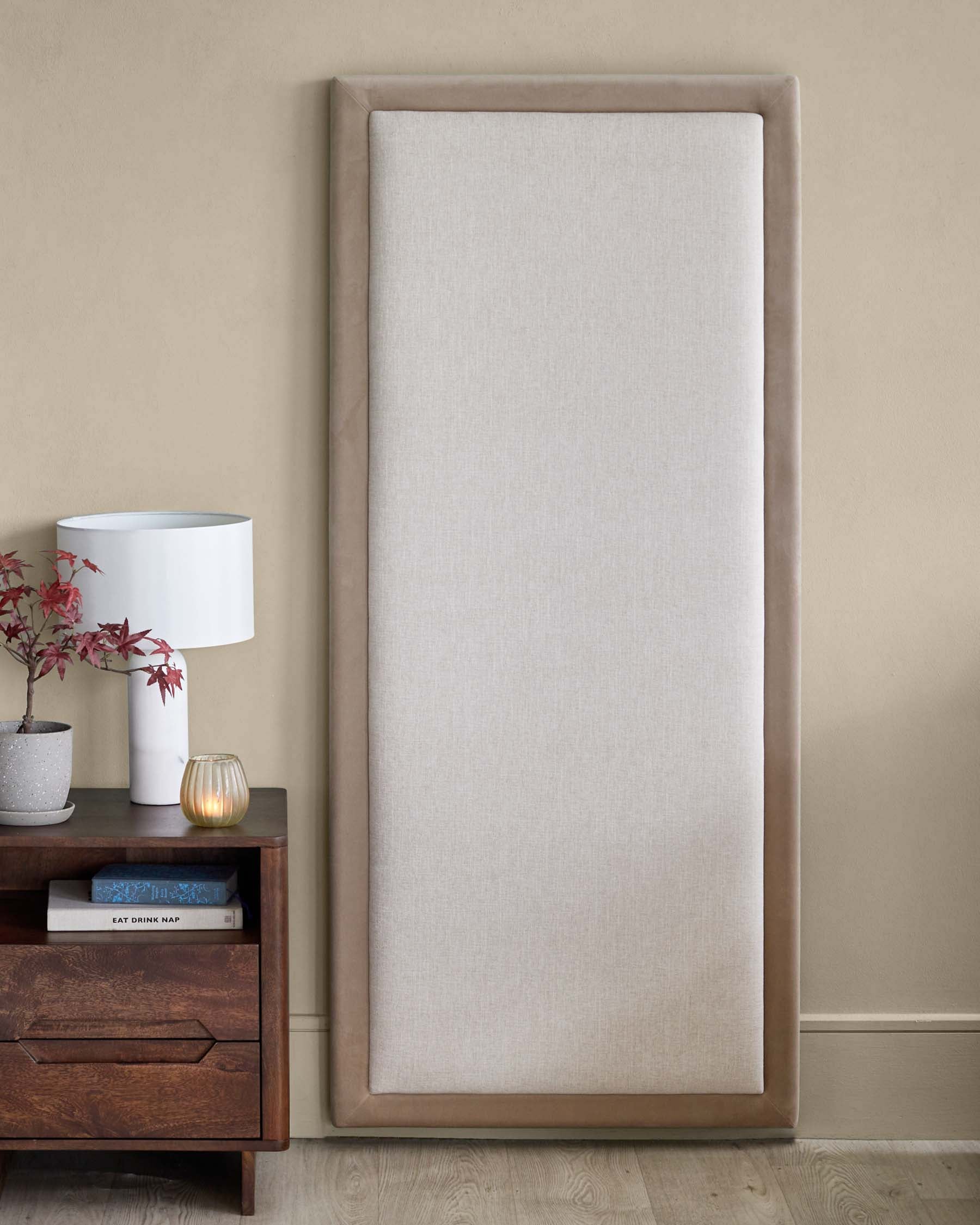 Penelope champagne natural mixed material large panel headboard