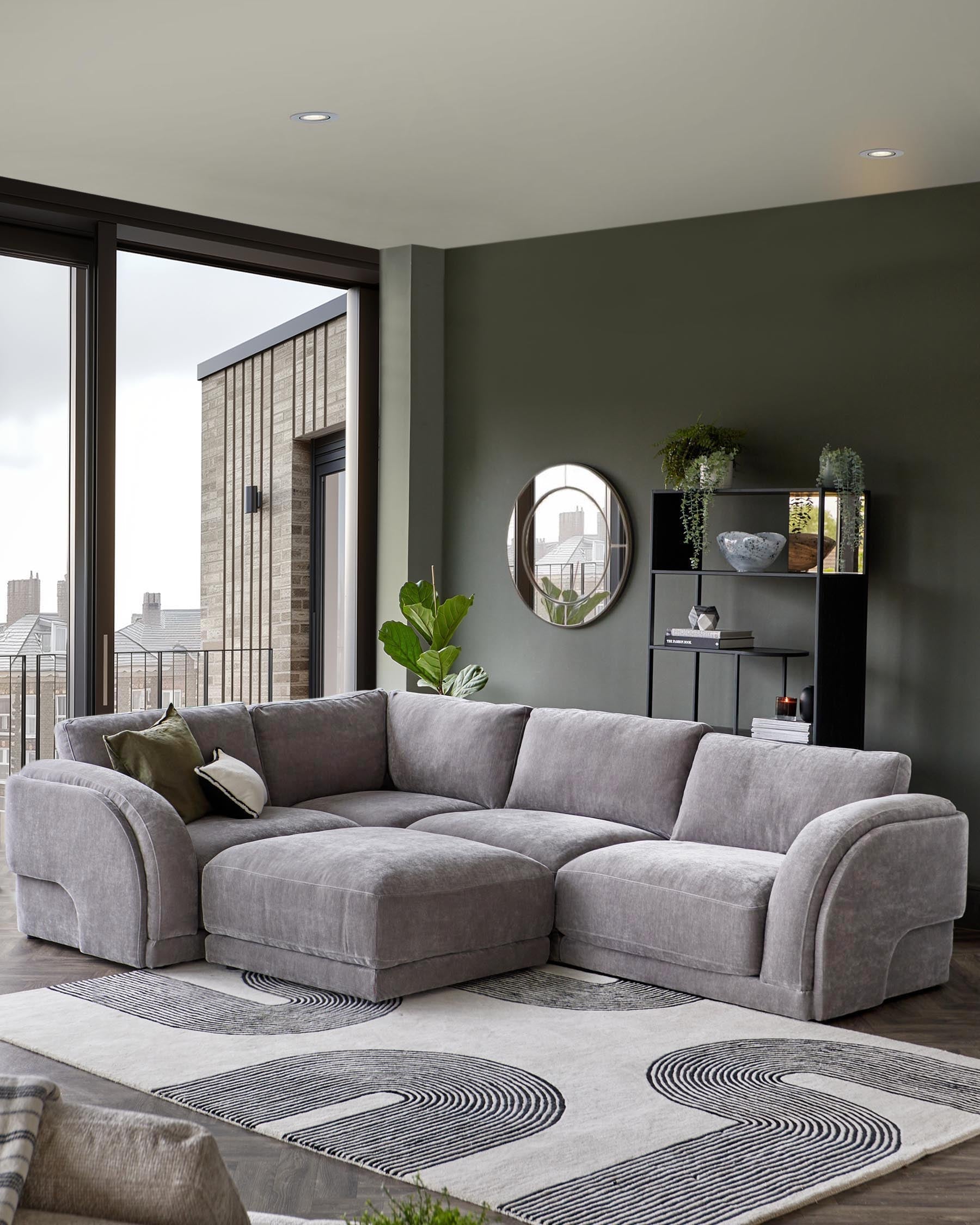 Casey mid grey chenille fabric footstool