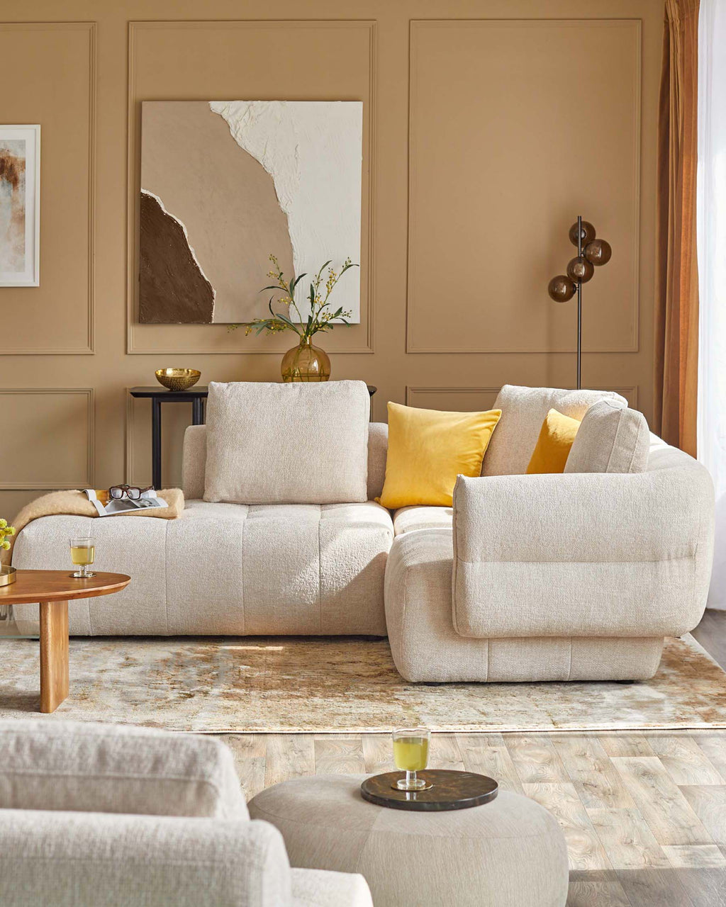 Lillian natural weave left hand small corner chaise sofa