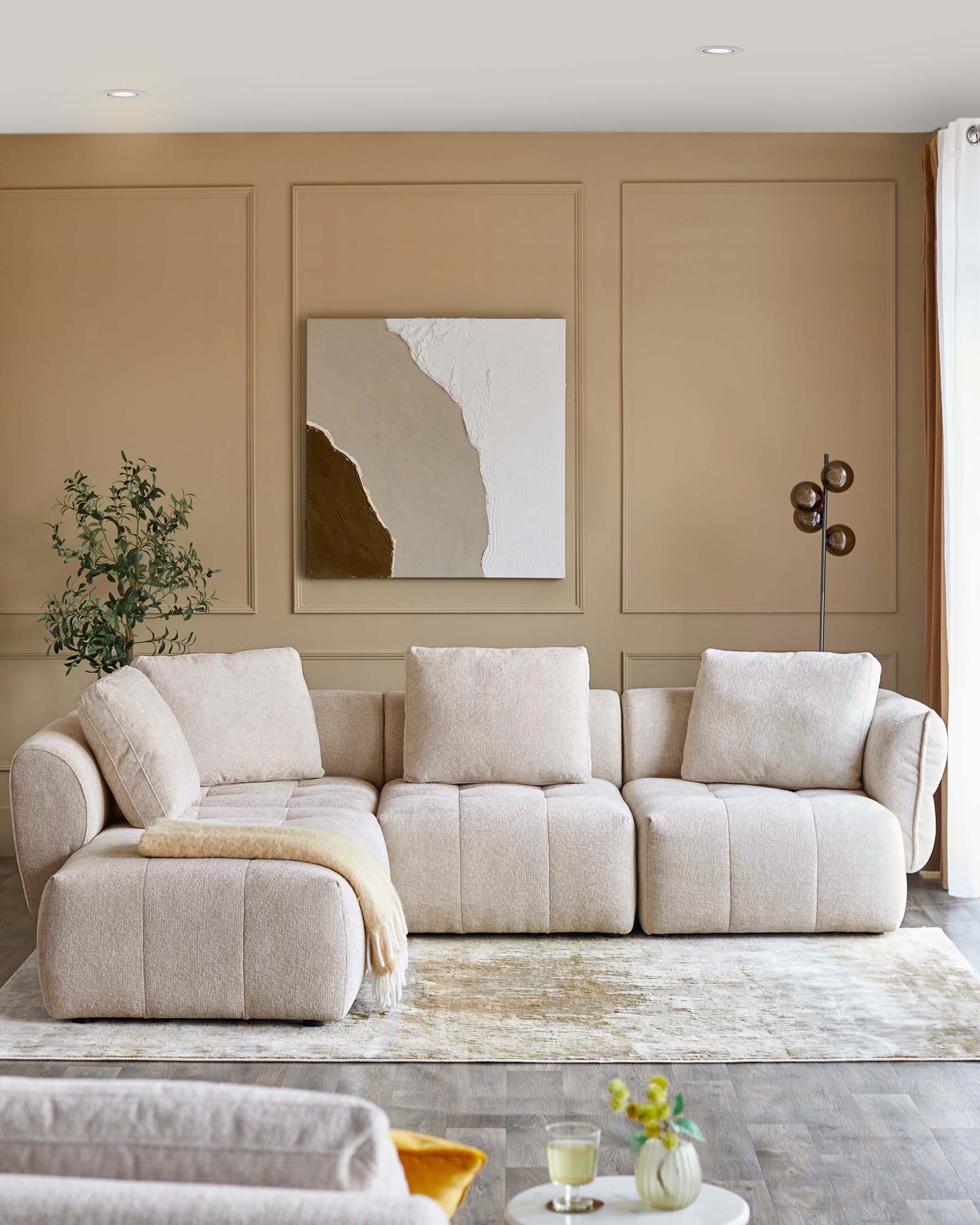 Lillian natural weave left hand corner chaise sofa