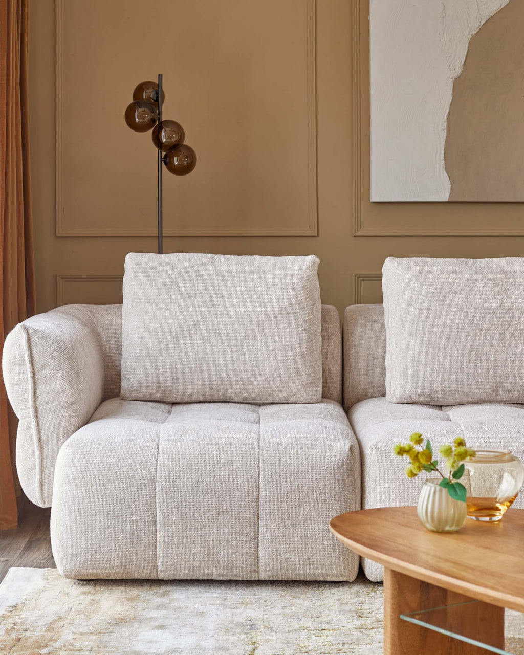 Lillian natural weave right hand corner chaise sofa