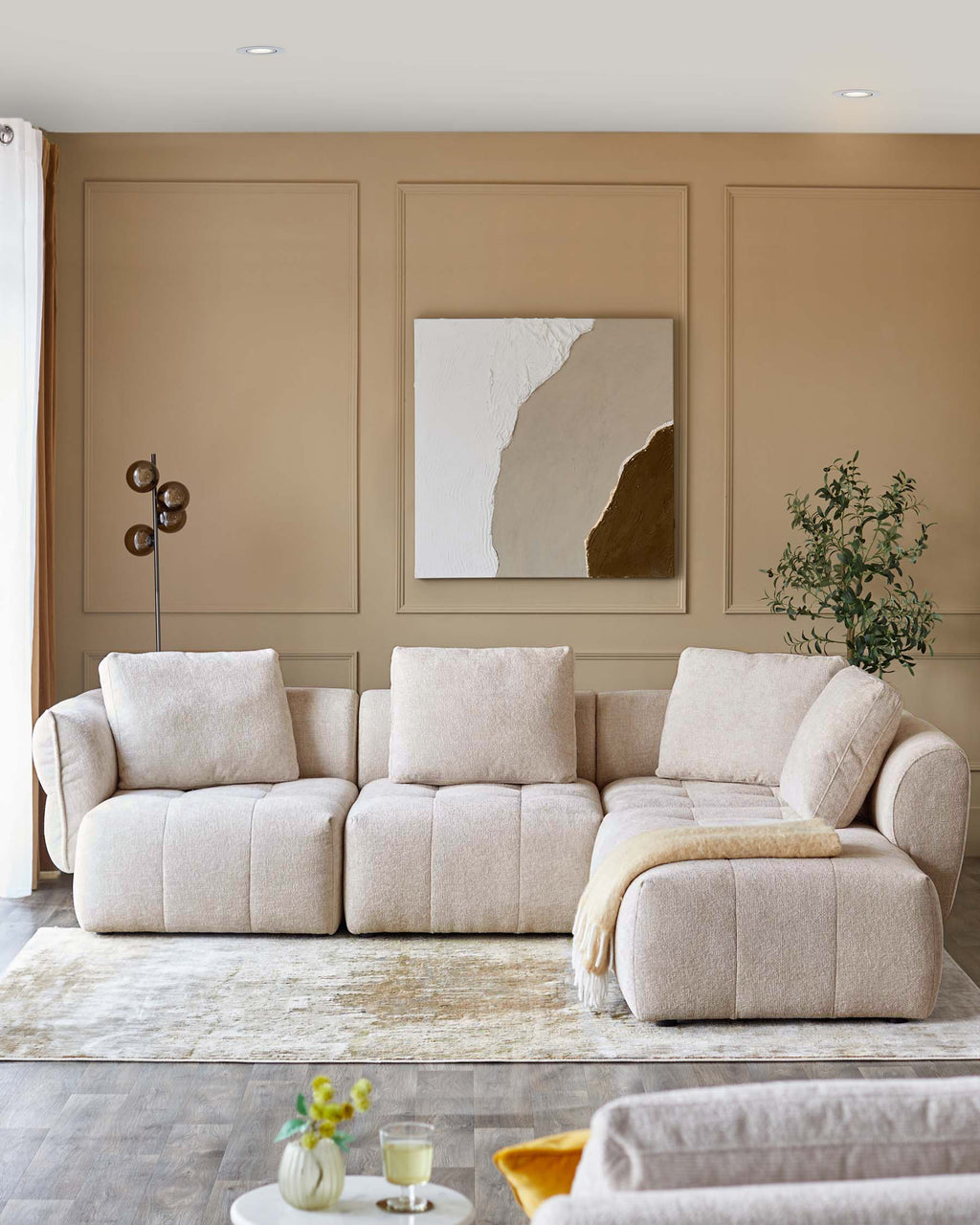 Lillian natural weave right hand corner chaise sofa