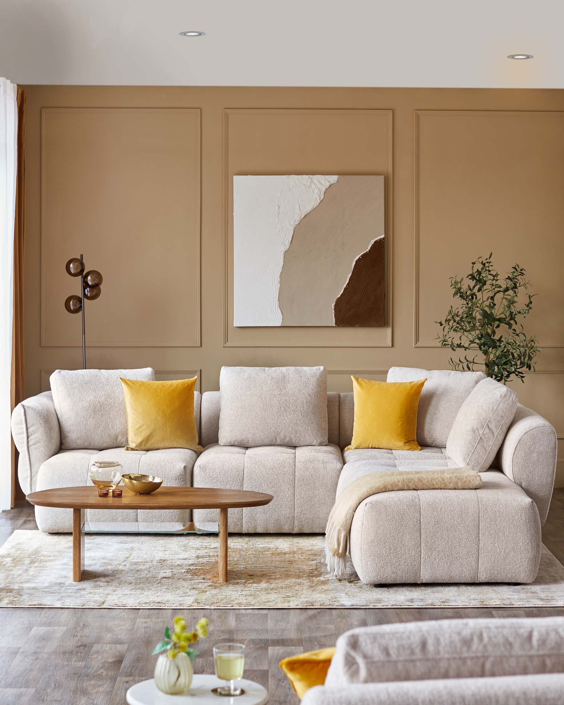 Lillian natural weave right hand corner chaise sofa