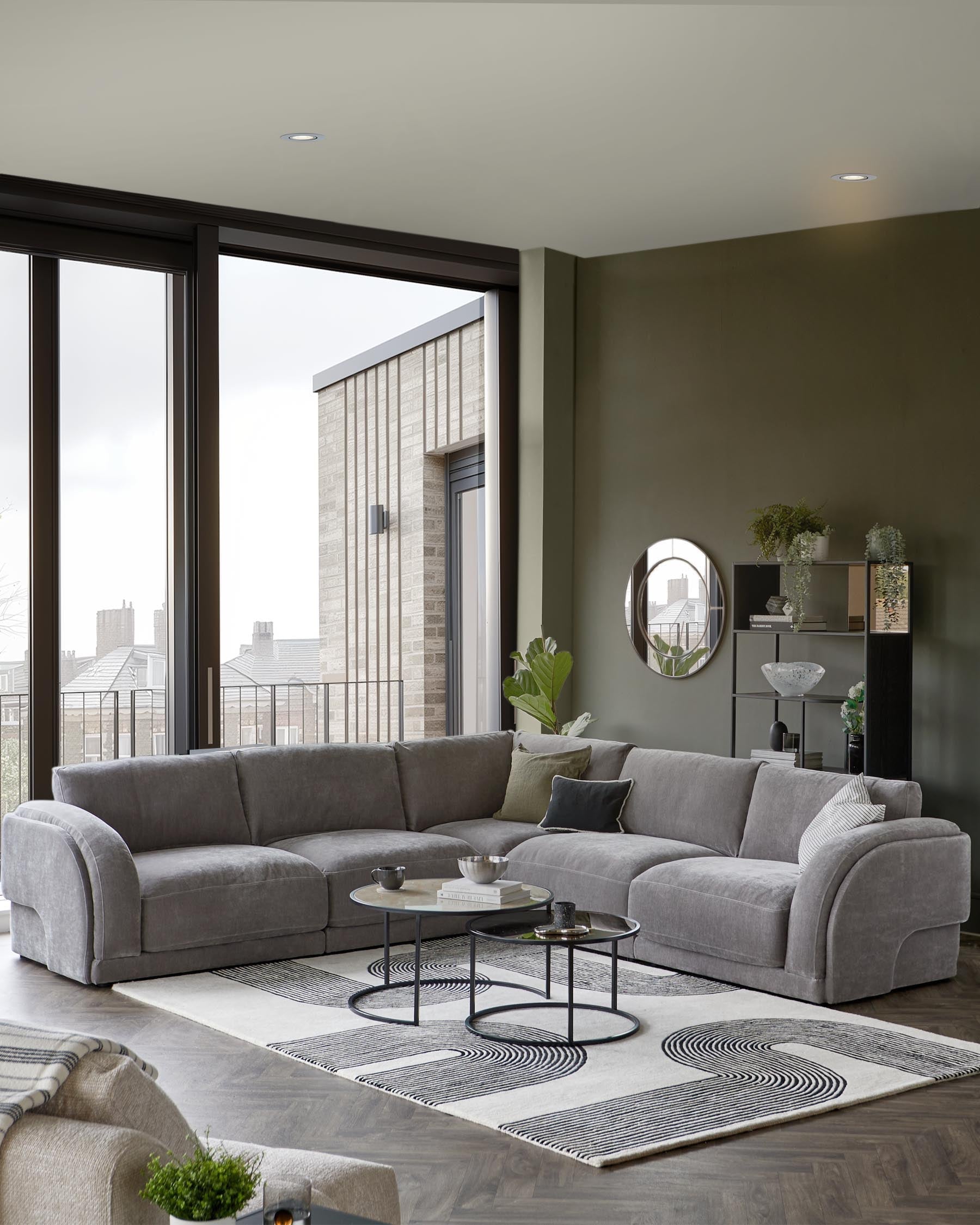 Casey mid grey chenille fabric large corner sofa