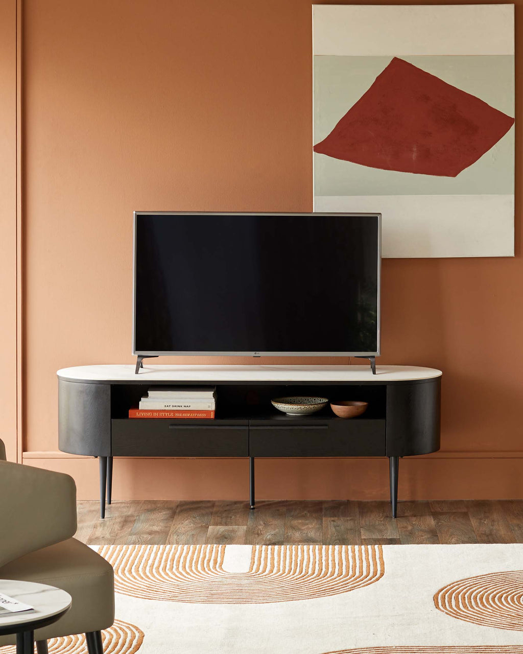 Manhattan marbled ceramic TV stand