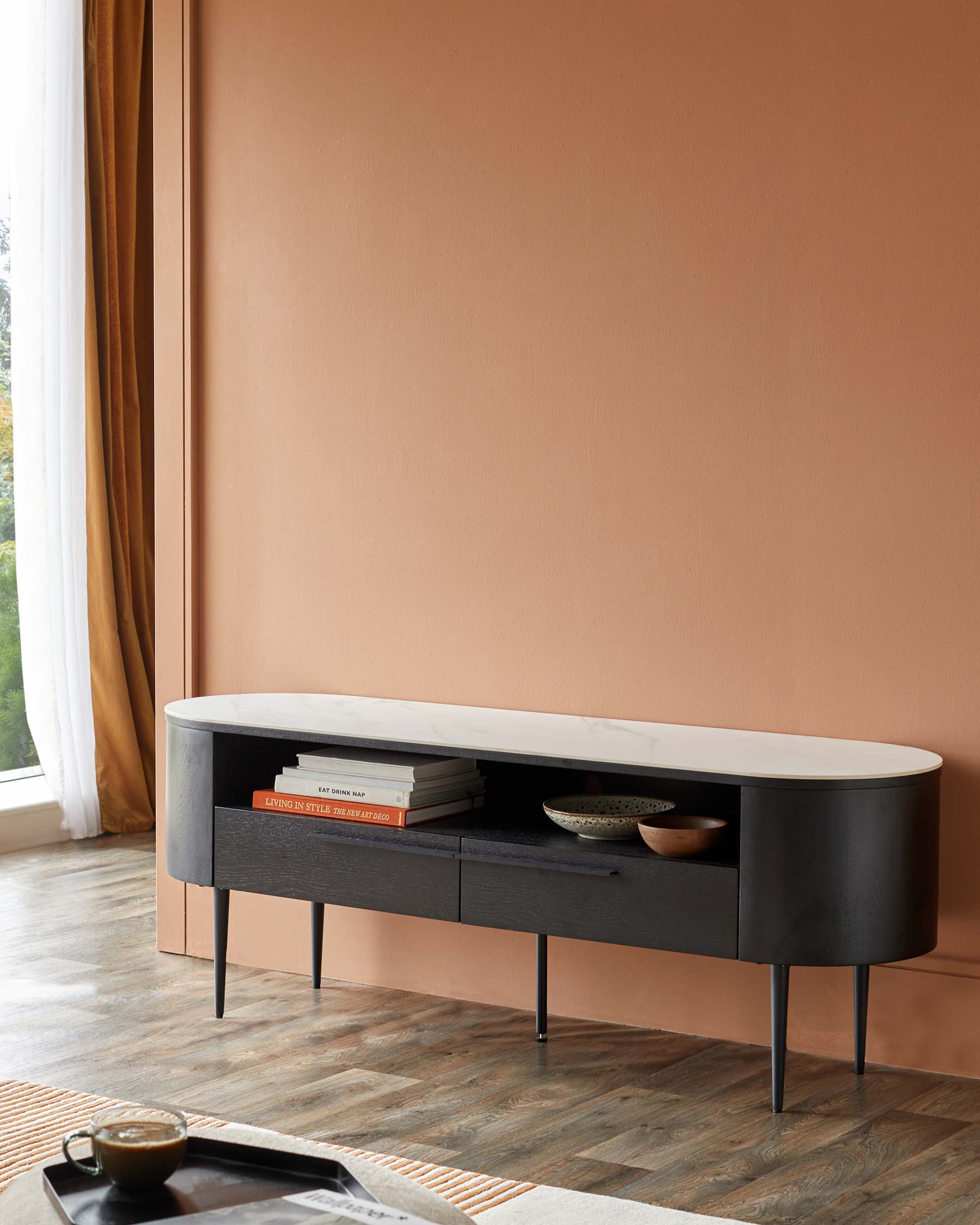 Manhattan marbled ceramic TV stand