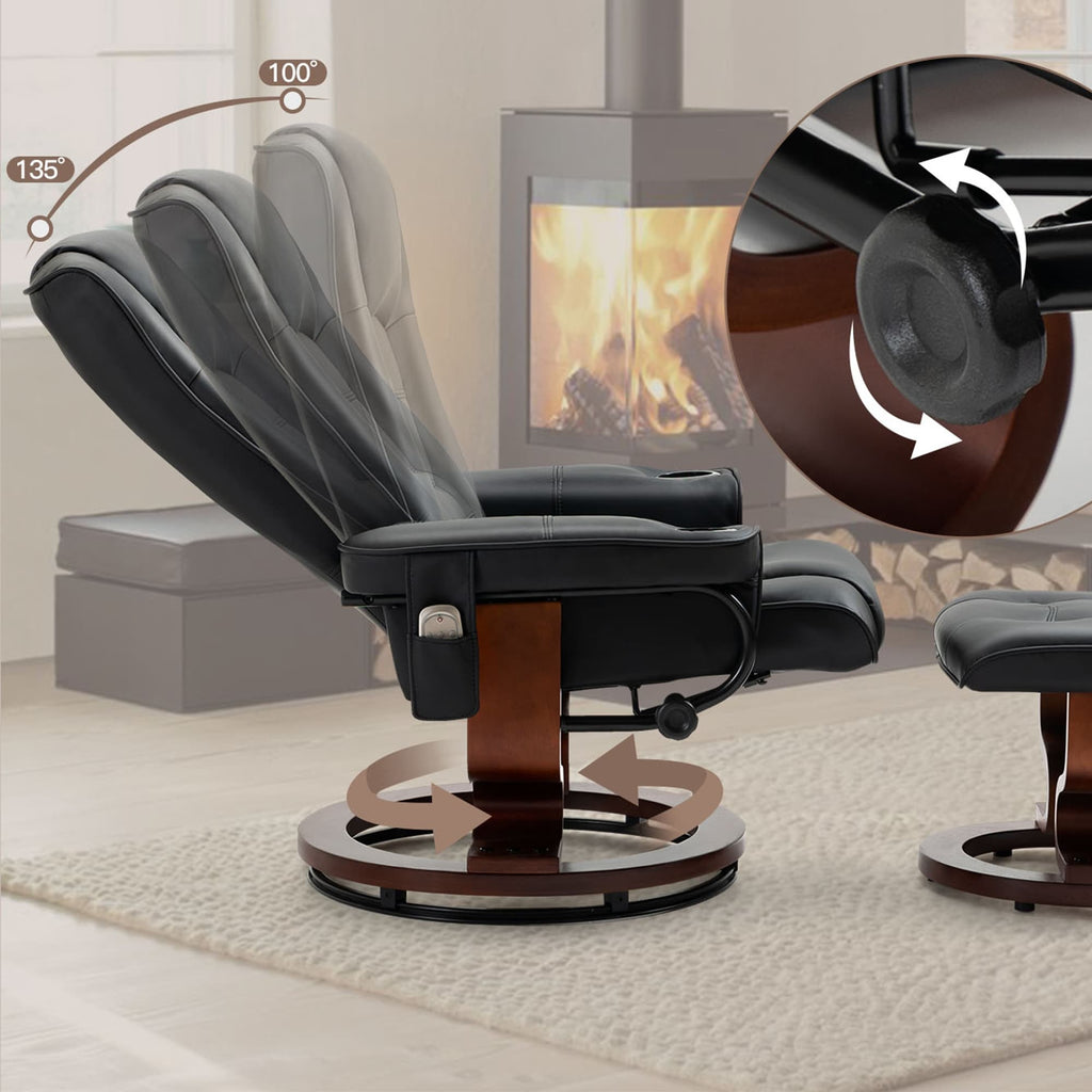 AVAWING Recliner Chair with Ottoman Swivel Design