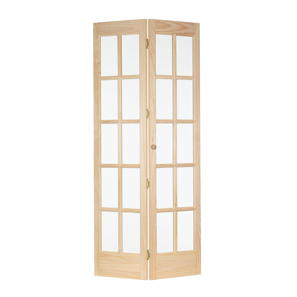 AWC Traditional Divided Glass Unfinished Pine 30-inch Bifold Door