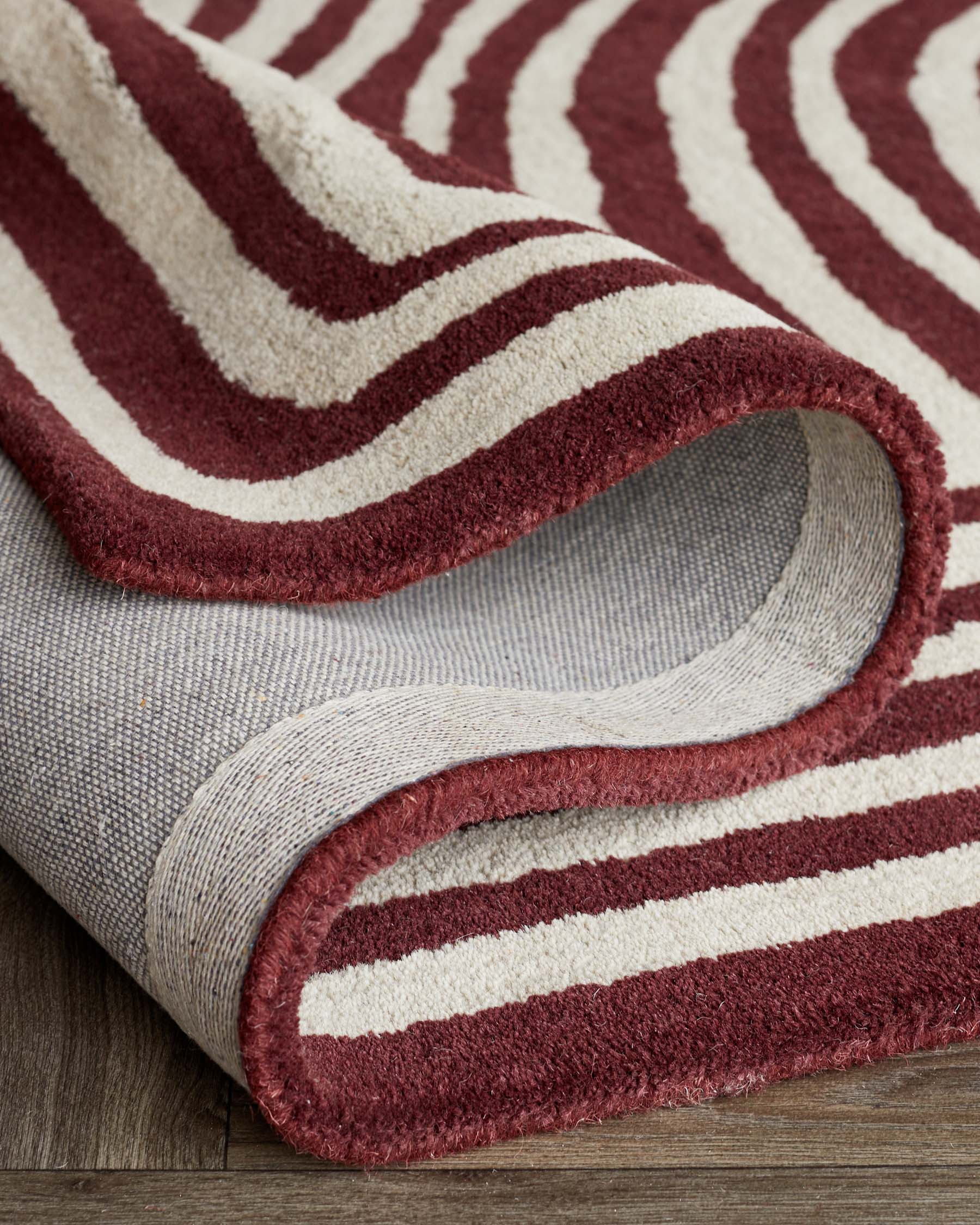 Abstract Swirl deep red wool medium rug