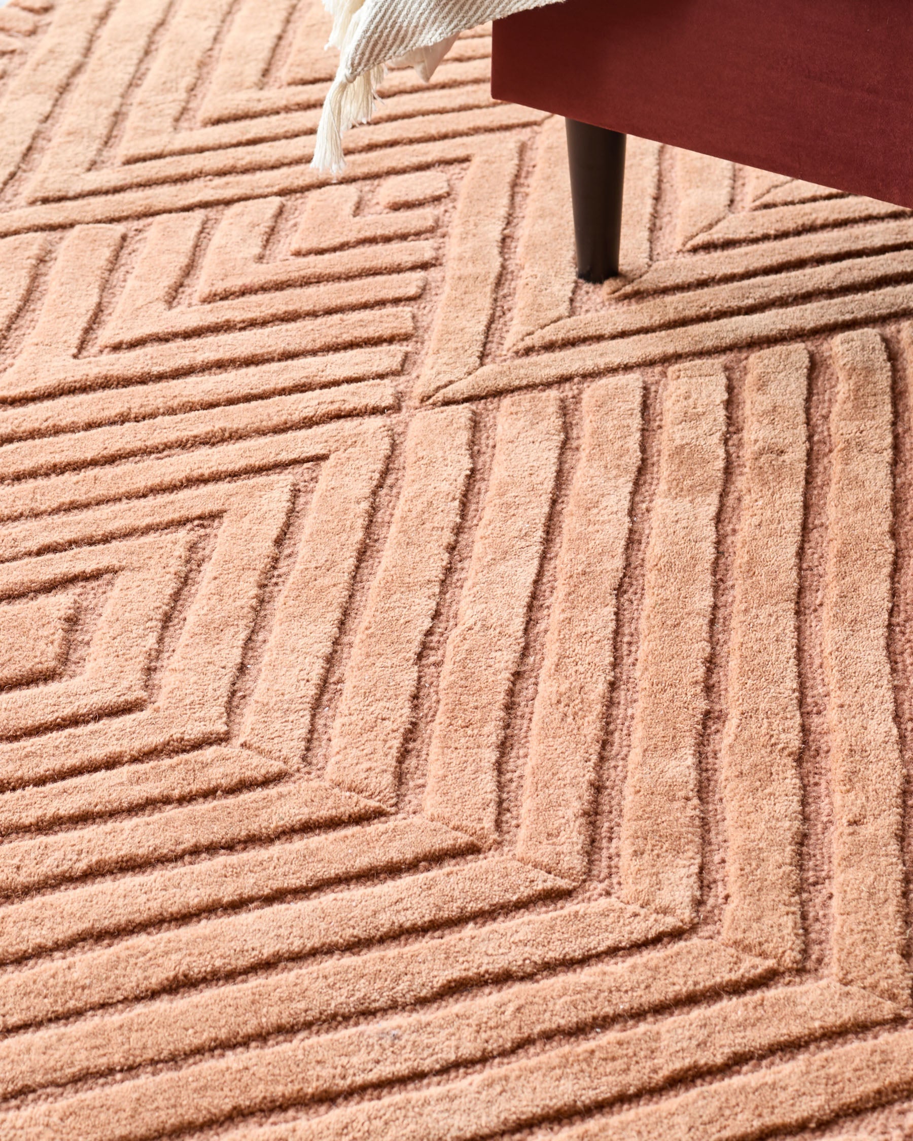 Abstract Point terracotta textured small rug