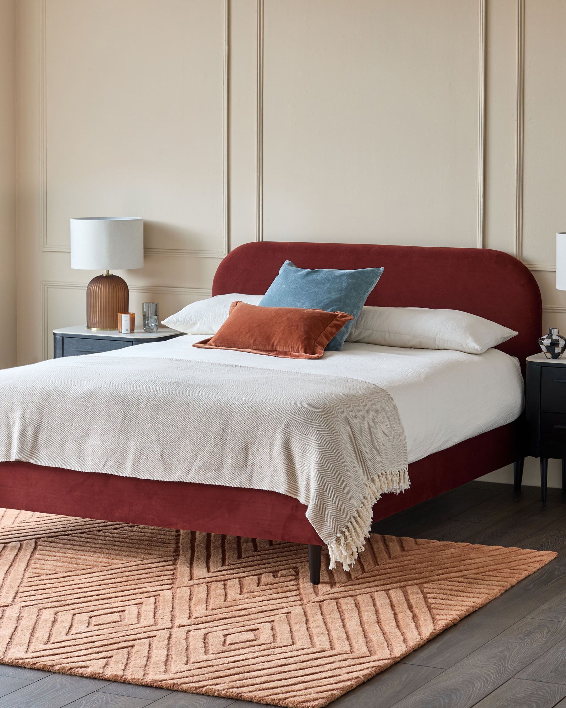 Abstract Point terracotta textured small rug