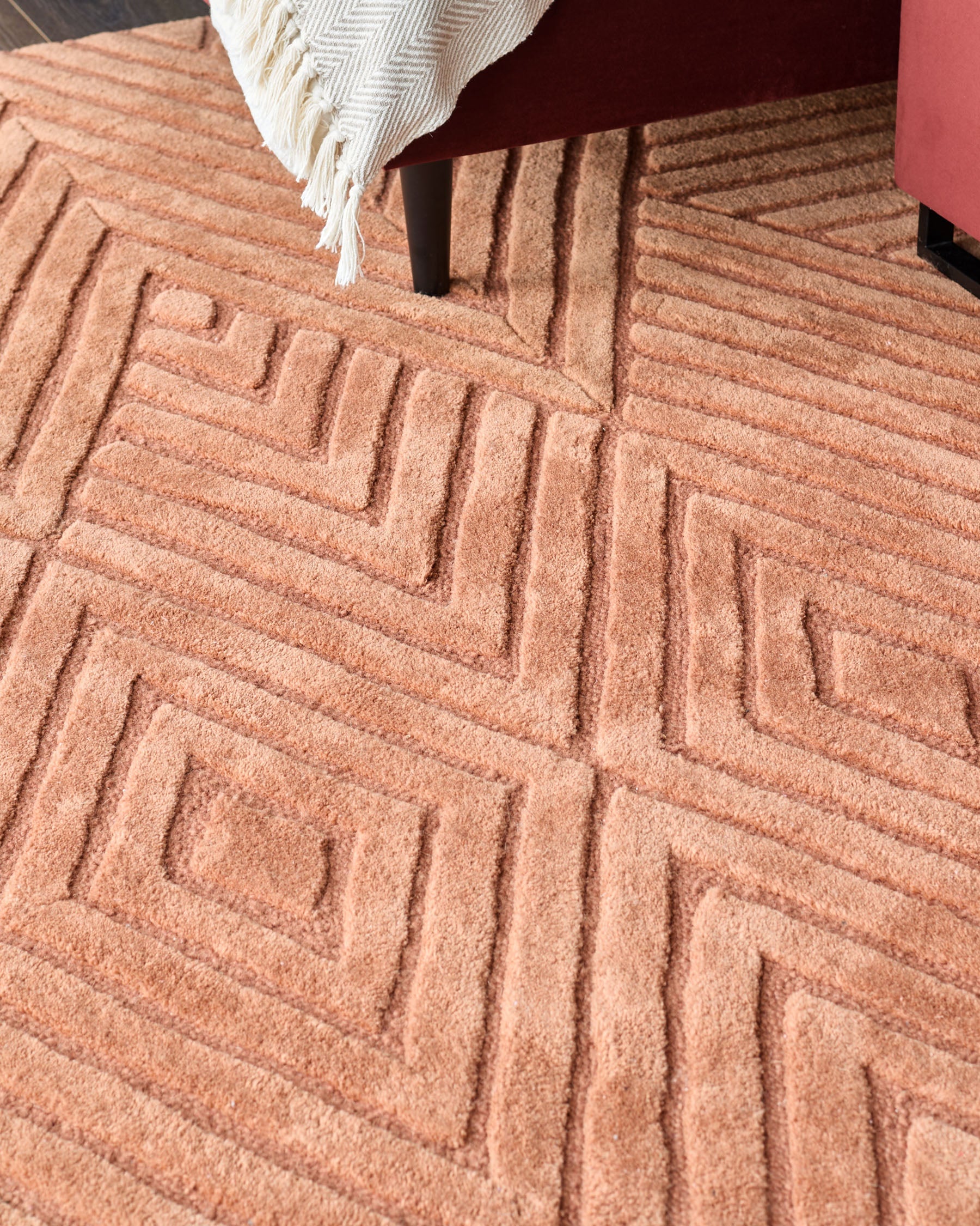 Abstract Point terracotta textured large rug