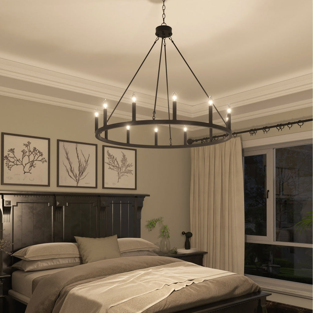 Acroma 12-light Farmhouse 40In Wagon Wheel Chandelier with UL - 40'' D x 138'' H