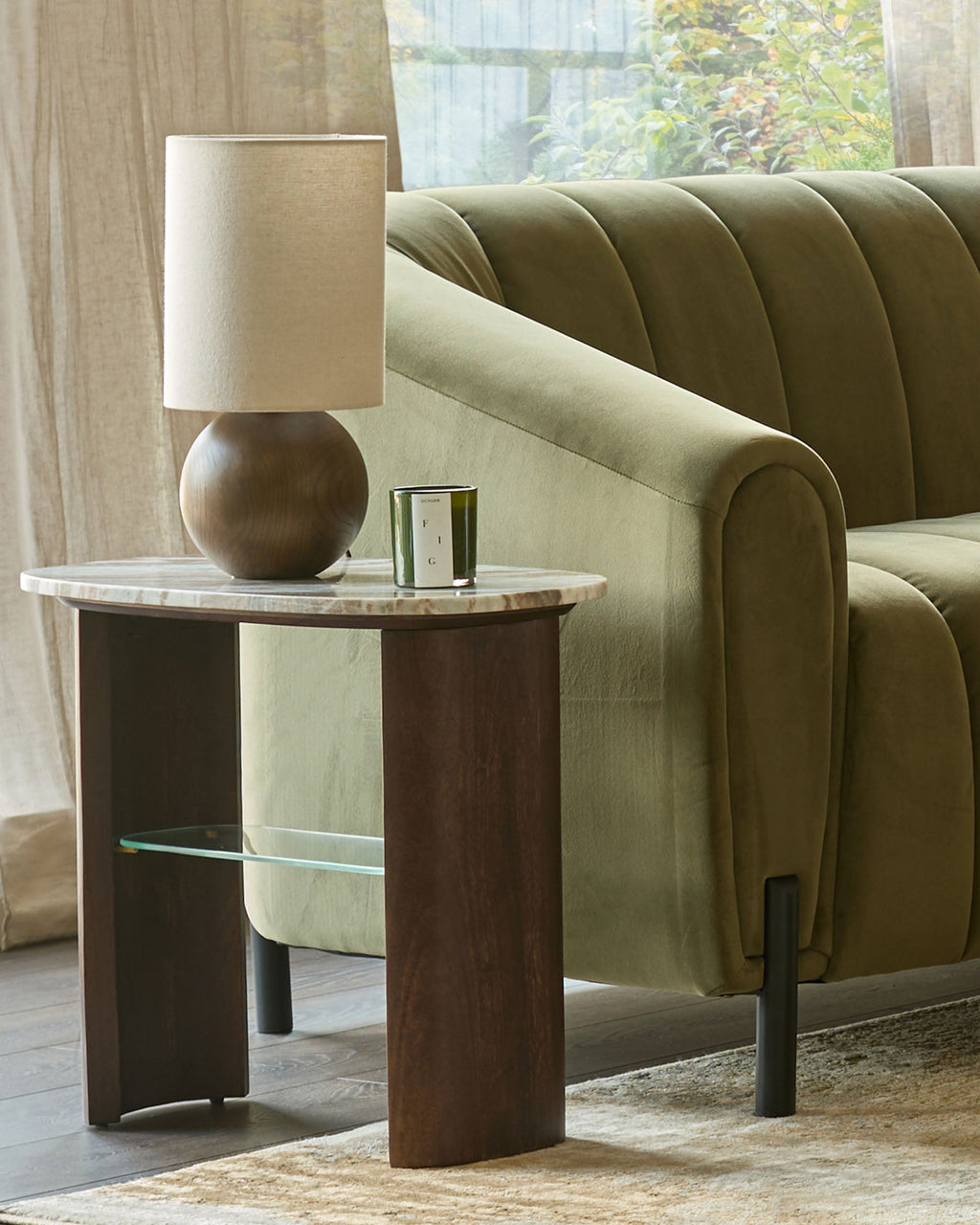 Adalynn dark wood toronto marble side table