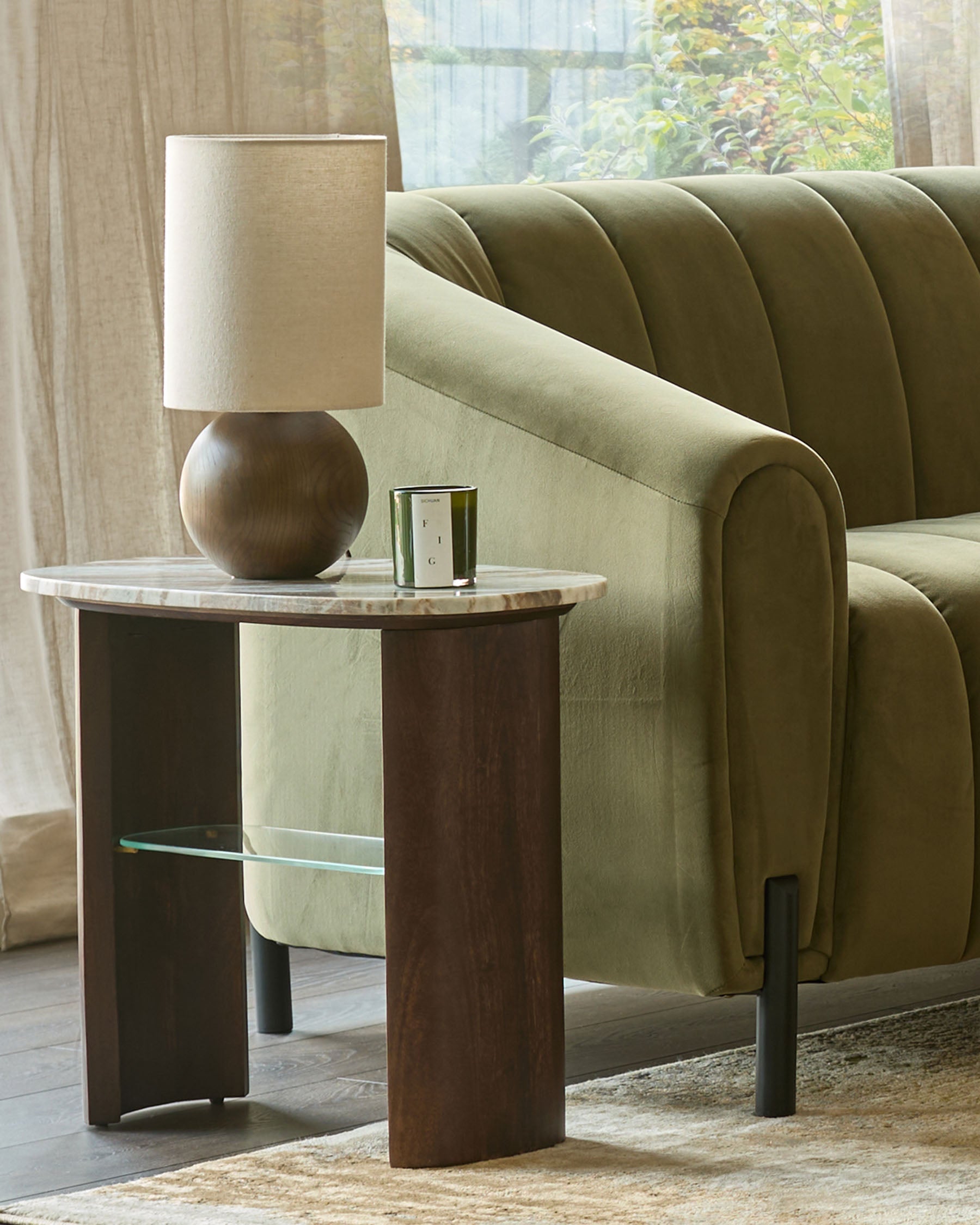 Adalynn dark wood toronto marble side table