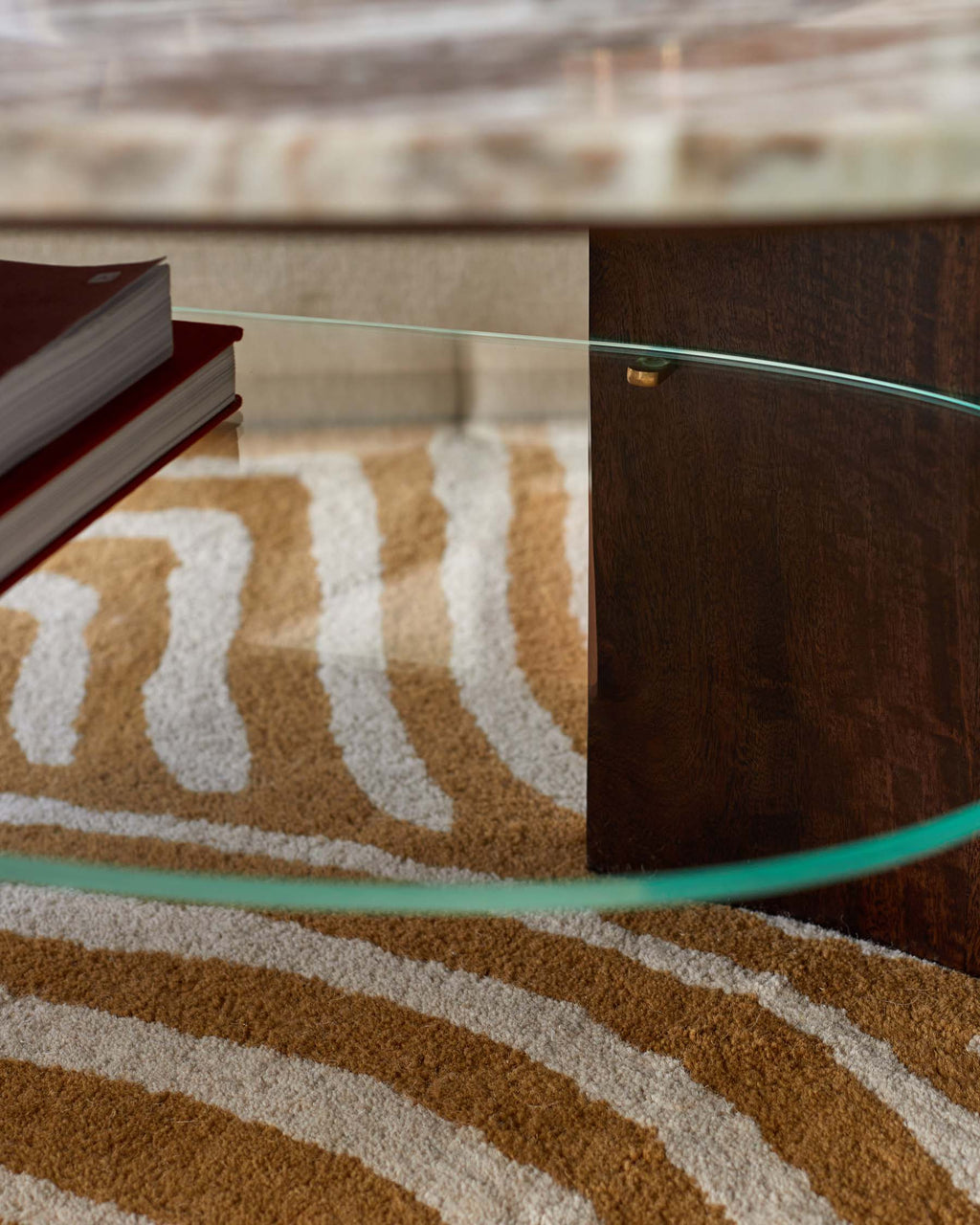 Adalynn dark wood toronto marble coffee table with mango wood