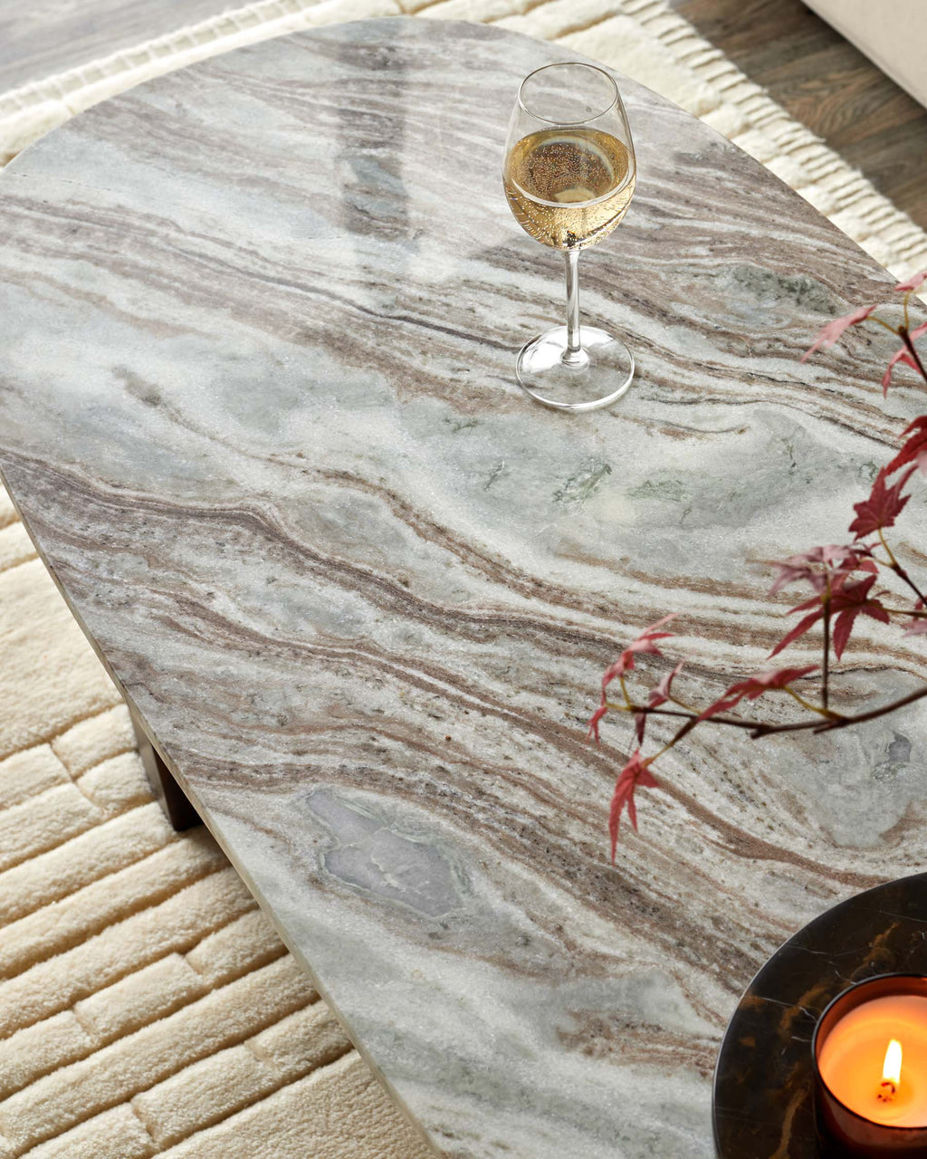 Adalynn dark wood toronto marble coffee table with mango wood