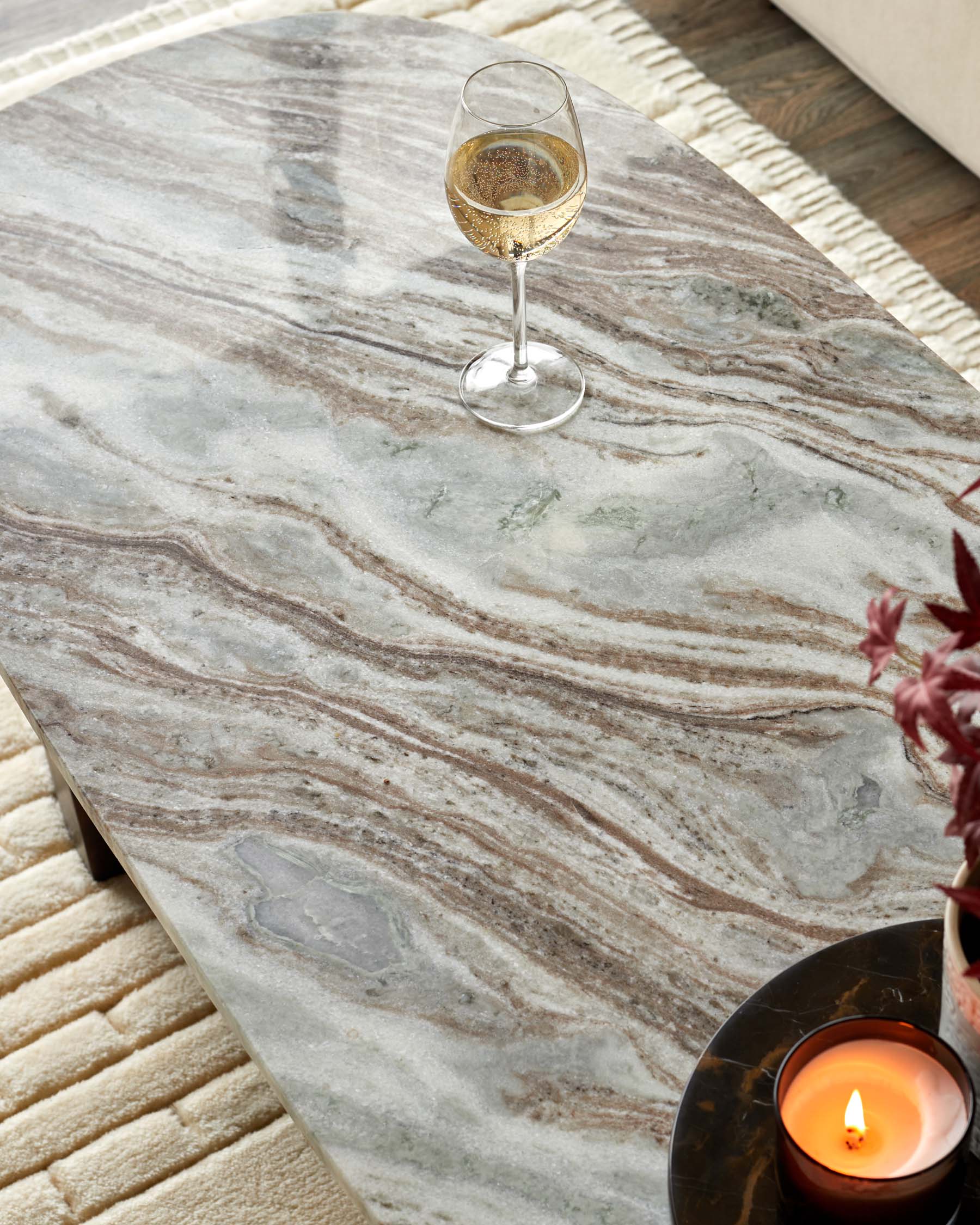 Adalynn dark wood toronto marble coffee table with mango wood