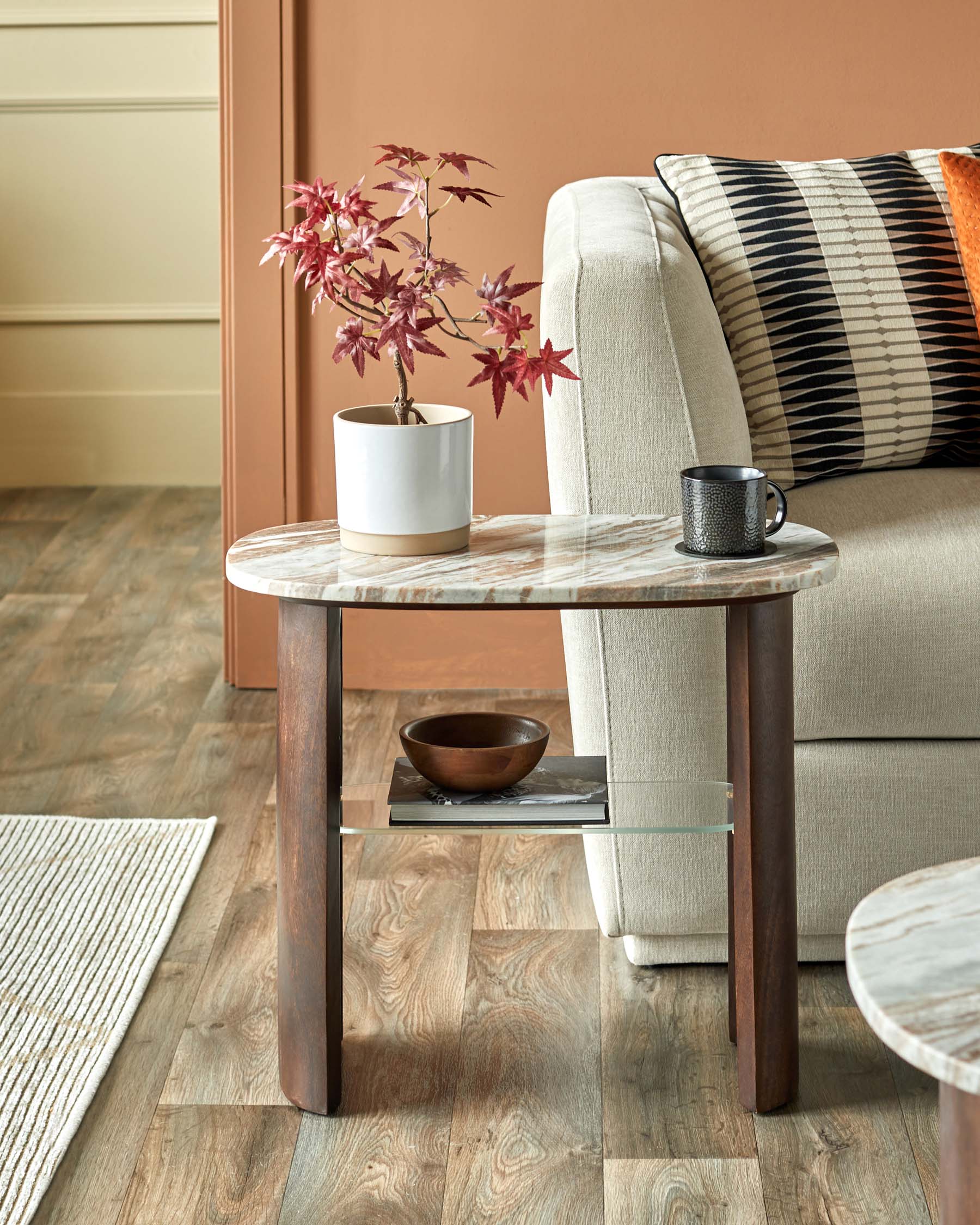 Adalynn dark wood toronto marble side table