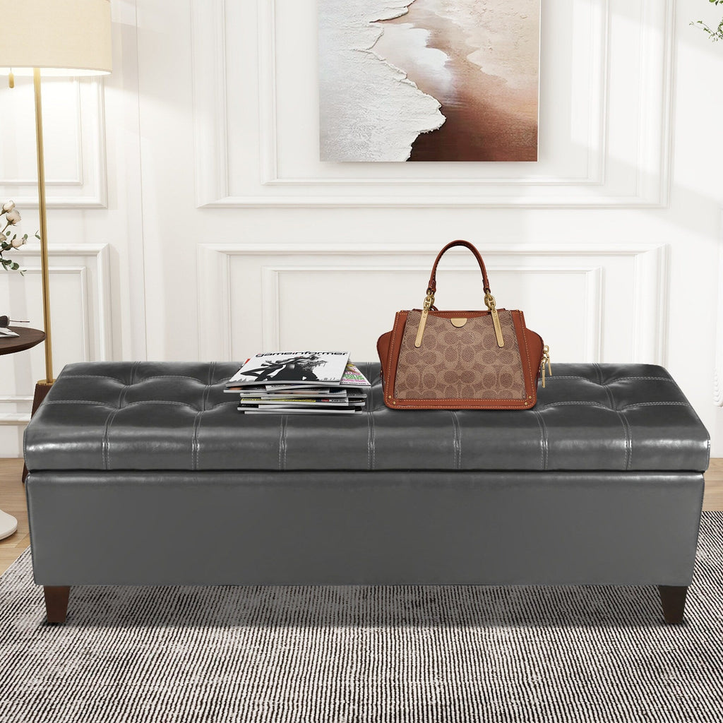 Adeco 50 Bonded Leather Storage Ottoman Bench