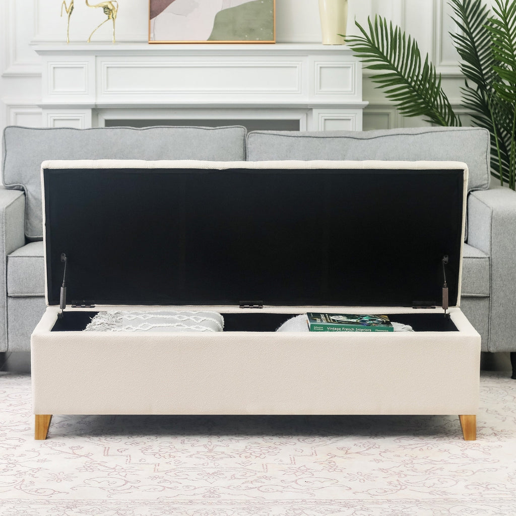 Adeco 50 Bonded Leather Storage Ottoman Bench