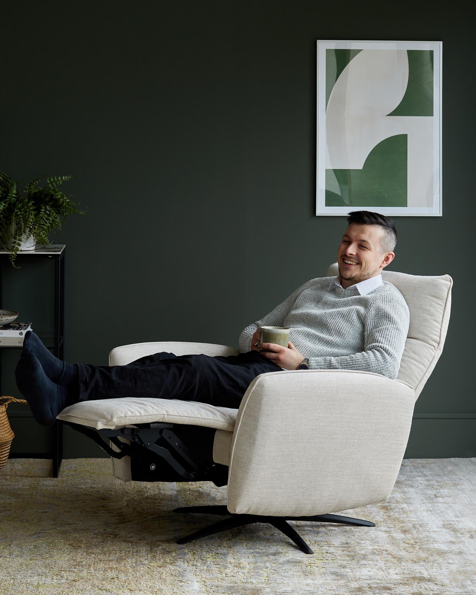 Aiden ivory fabric massage recliner accent chair