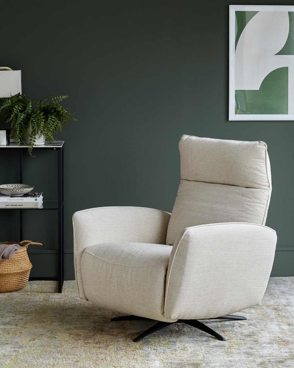 Aiden ivory fabric massage recliner accent chair