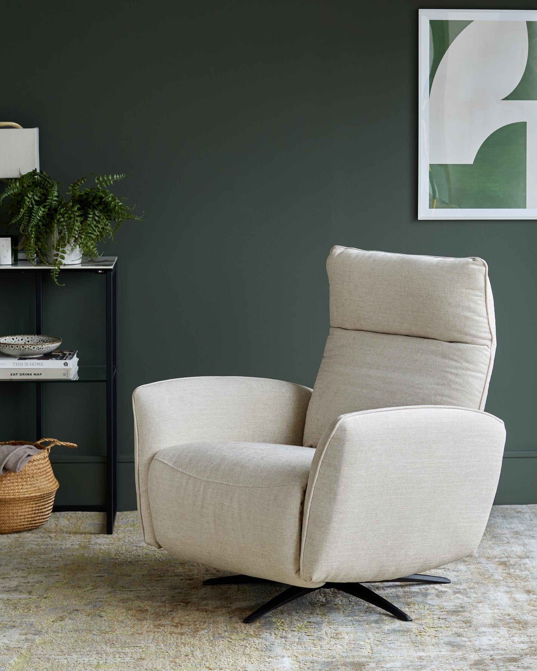 Aiden ivory fabric massage recliner accent chair