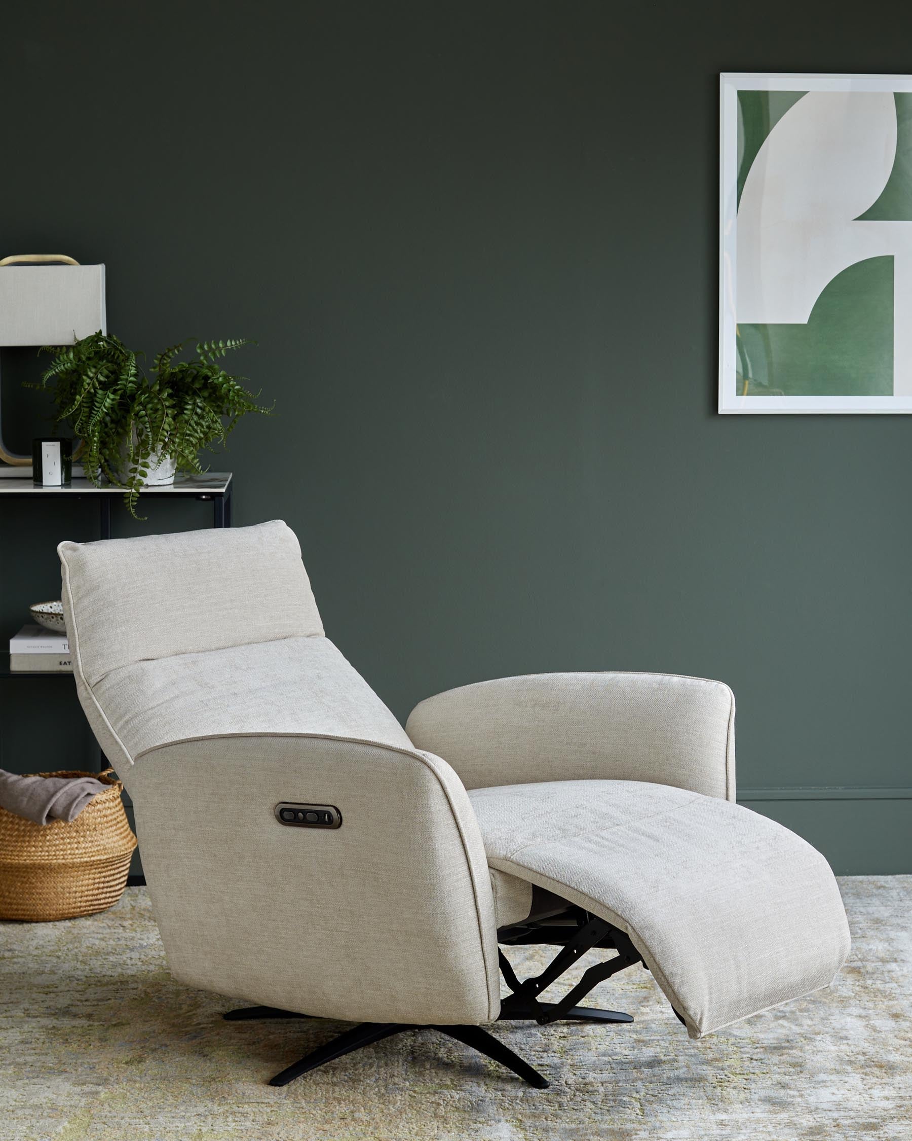 Aiden ivory fabric massage recliner accent chair