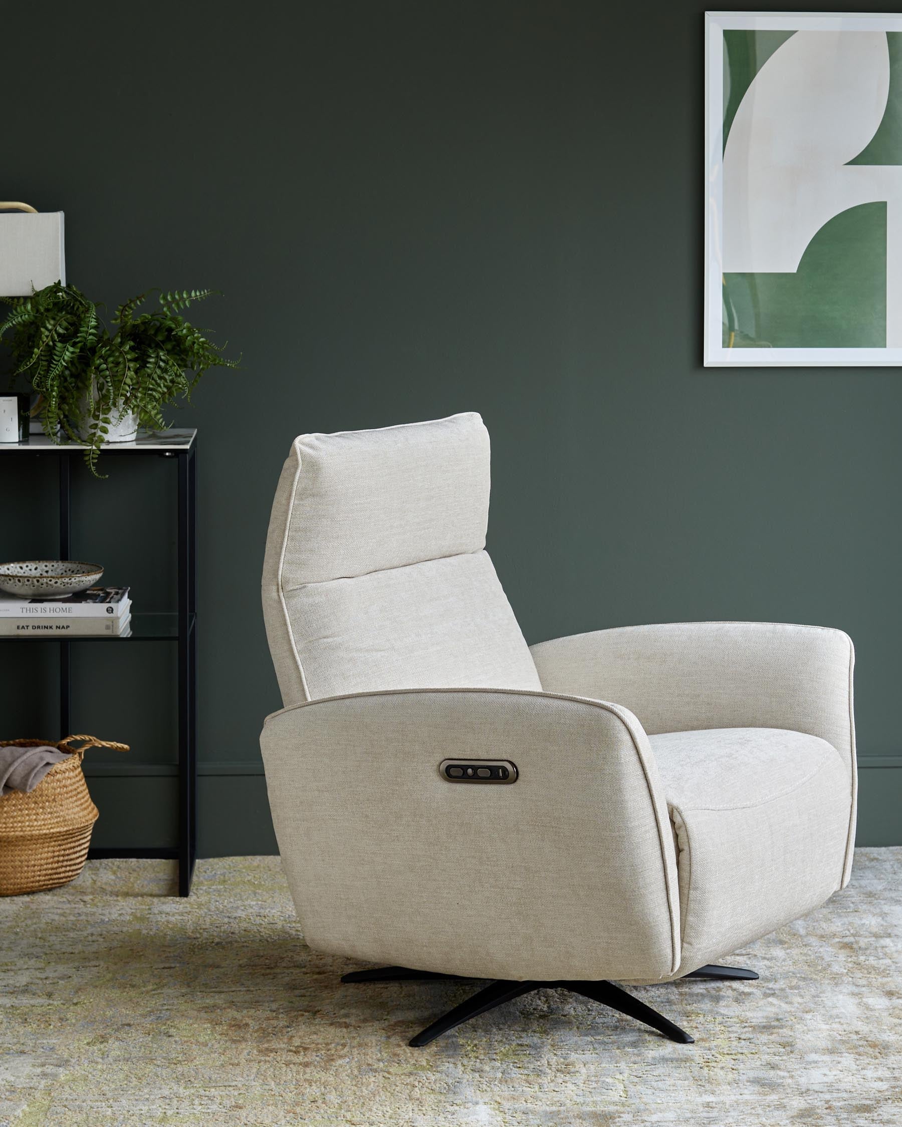Aiden ivory fabric massage recliner accent chair