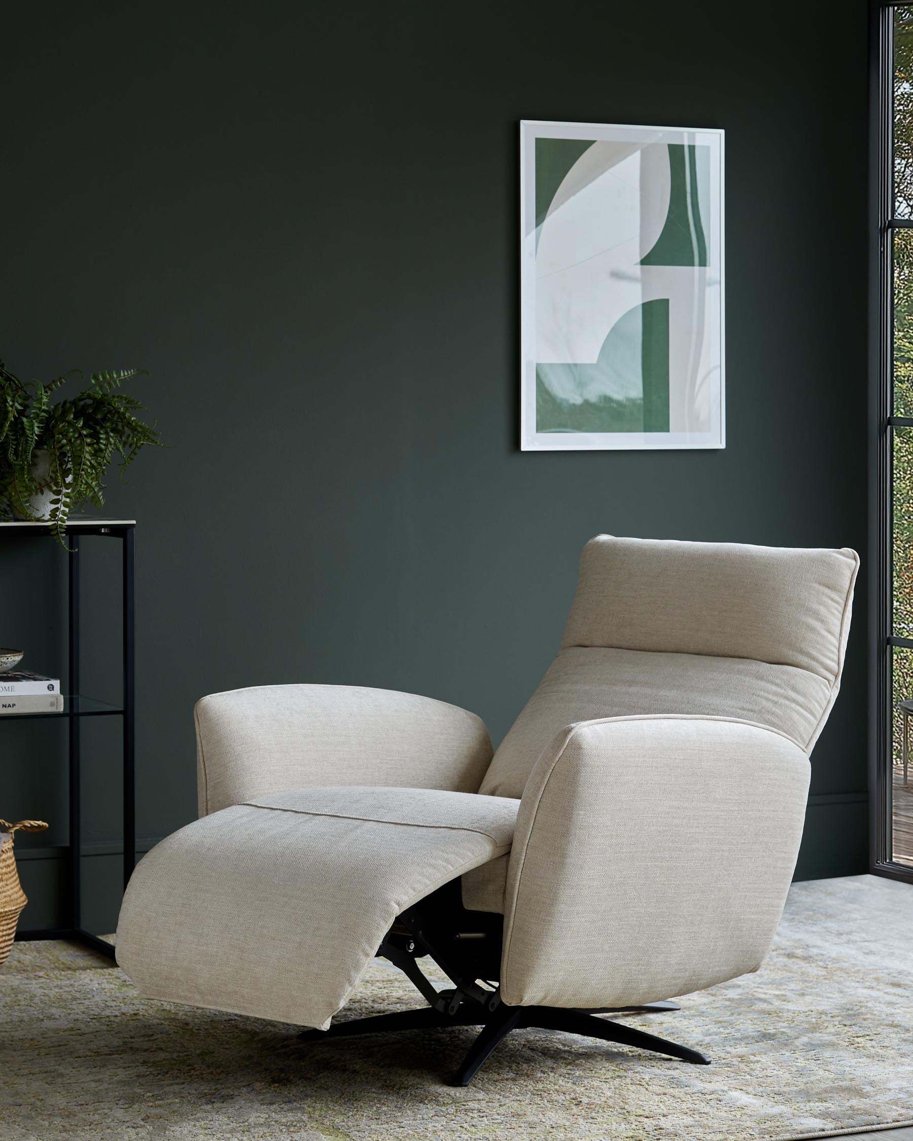 Aiden ivory fabric massage recliner accent chair