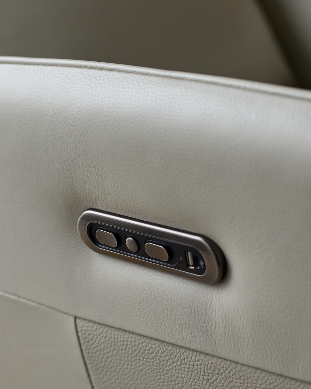 Aiden natural grey leather massage recliner accent chair