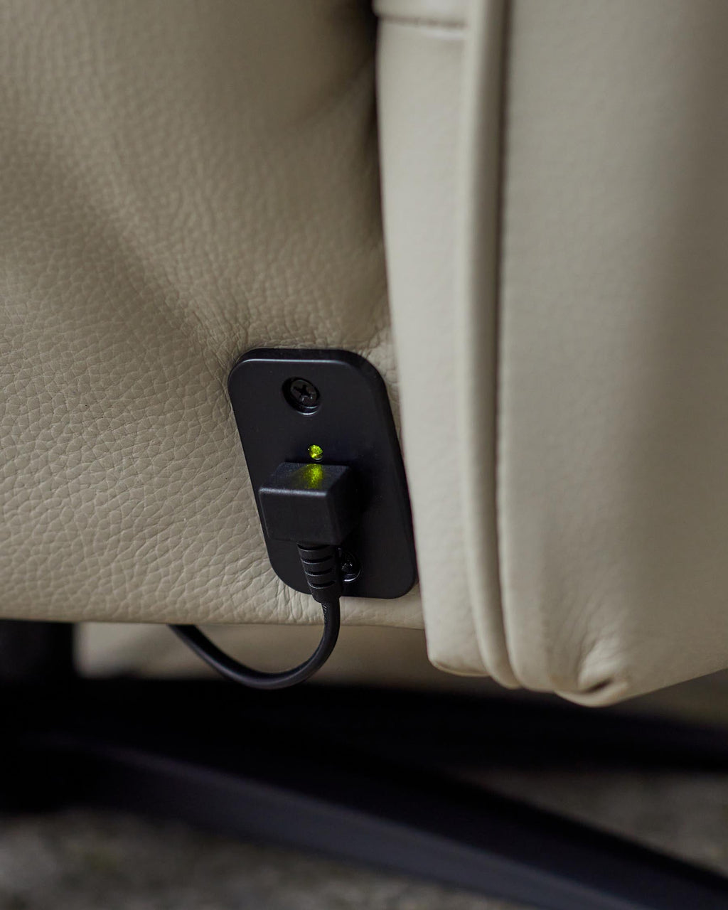 Aiden natural grey leather massage recliner accent chair