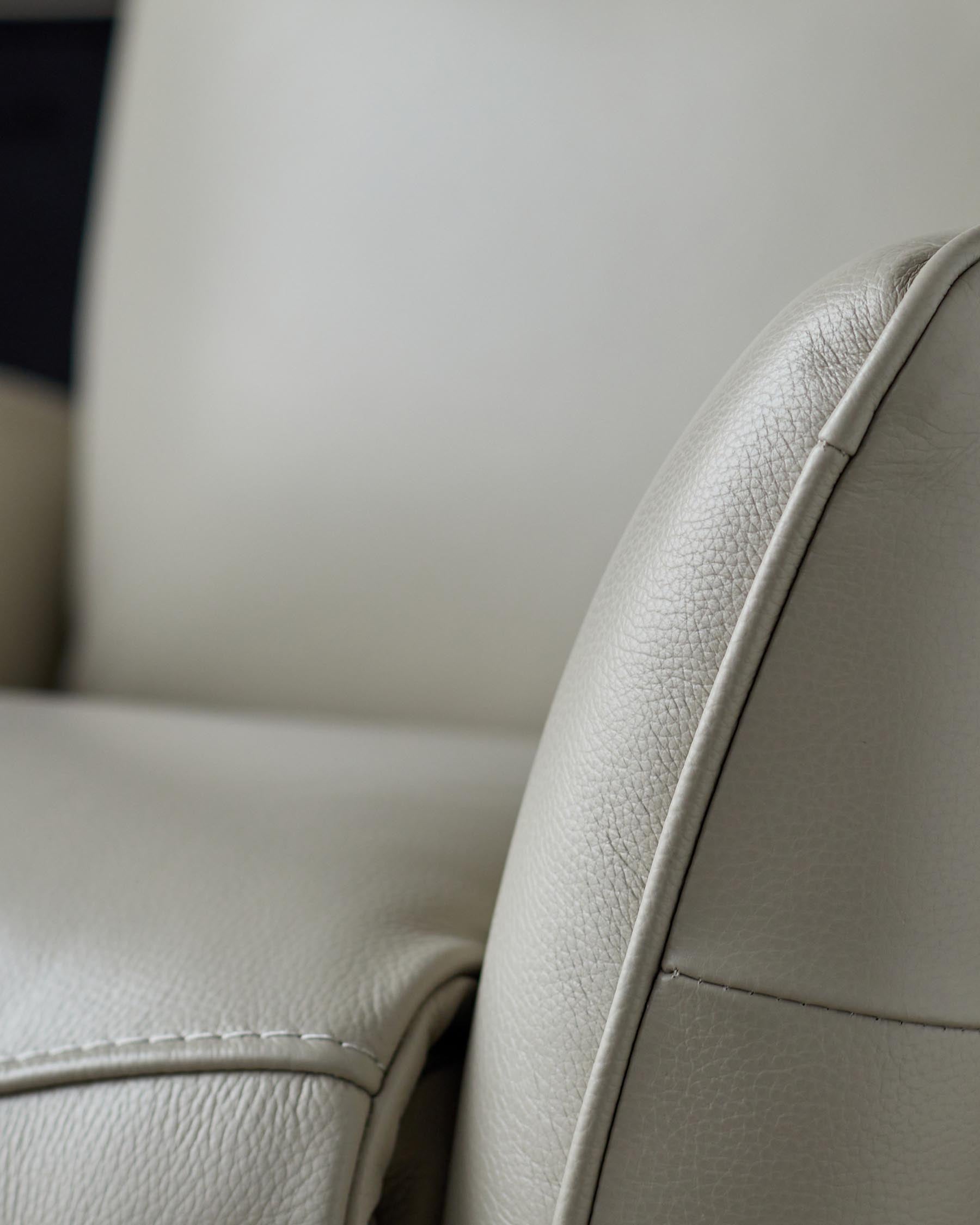 Aiden natural grey leather massage recliner accent chair