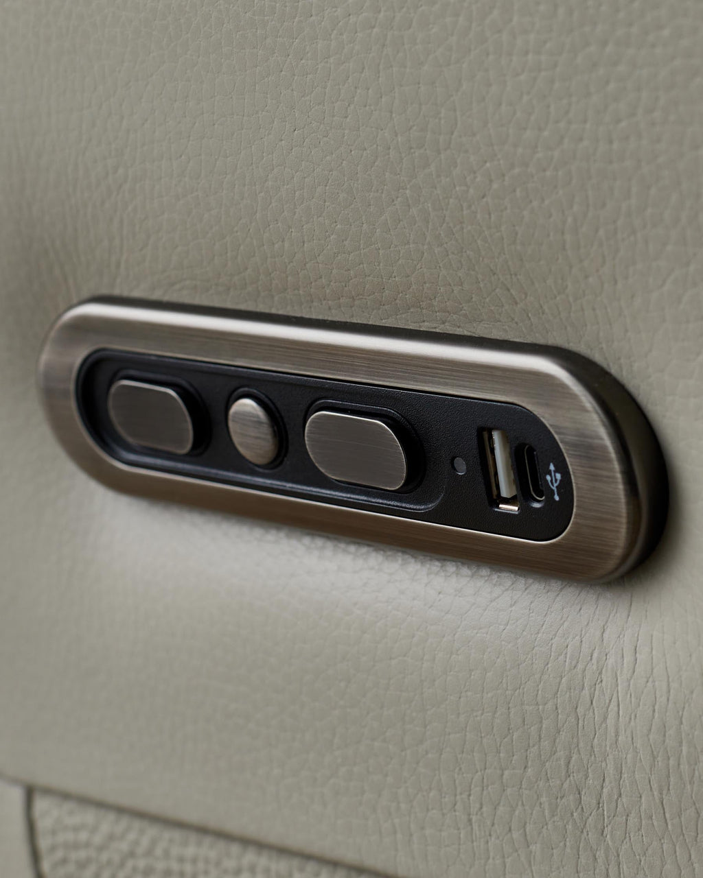 Aiden natural grey leather massage recliner accent chair