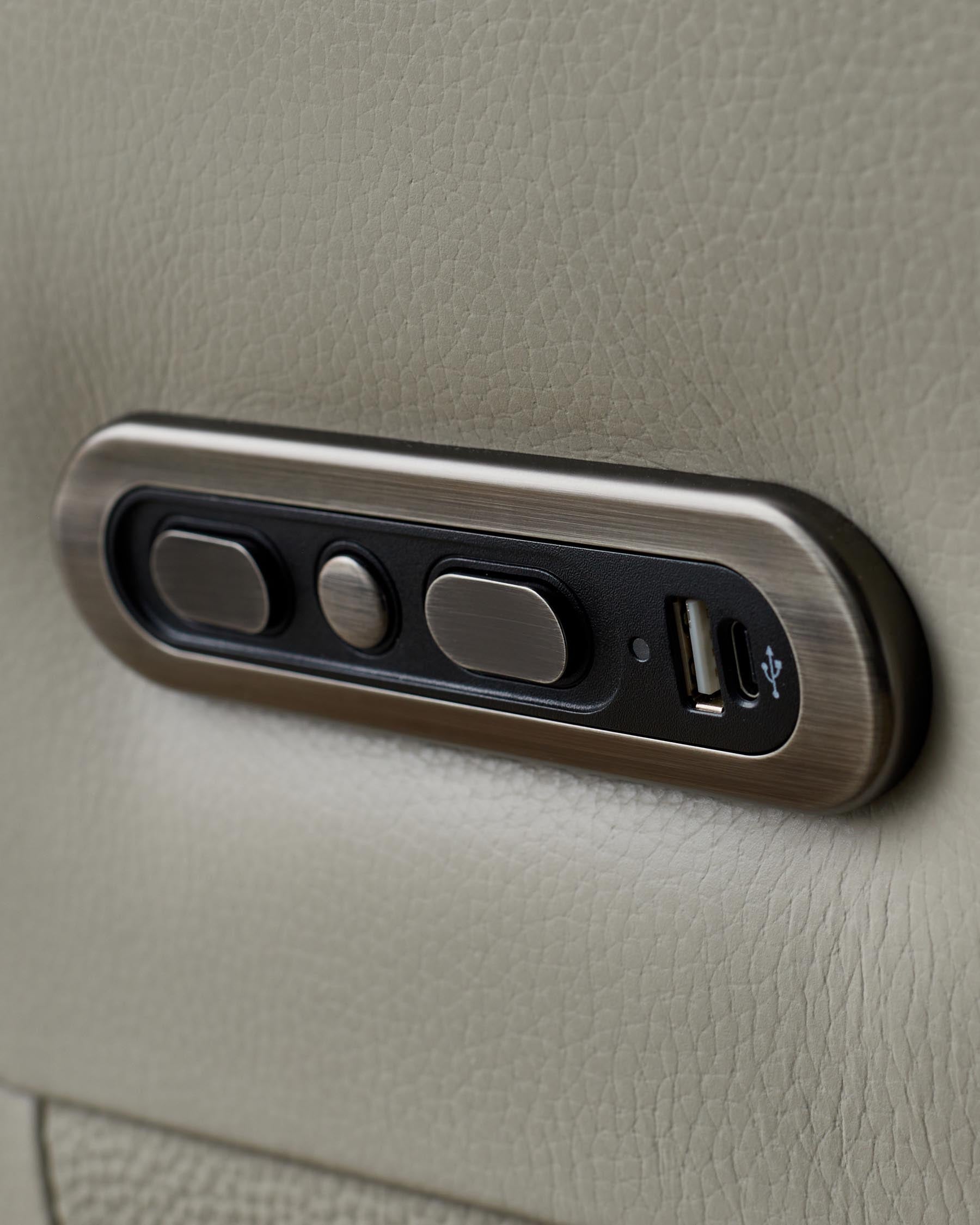 Aiden natural grey leather massage recliner accent chair