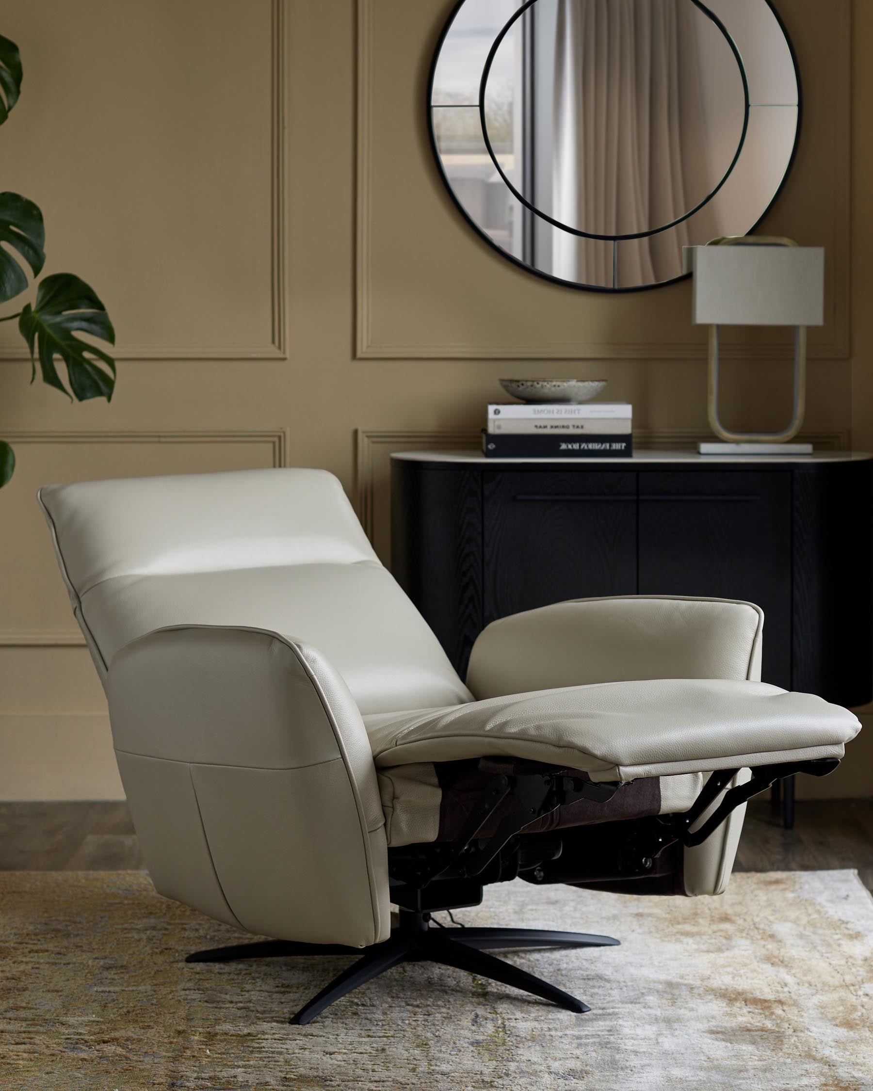 Aiden natural grey leather massage recliner accent chair