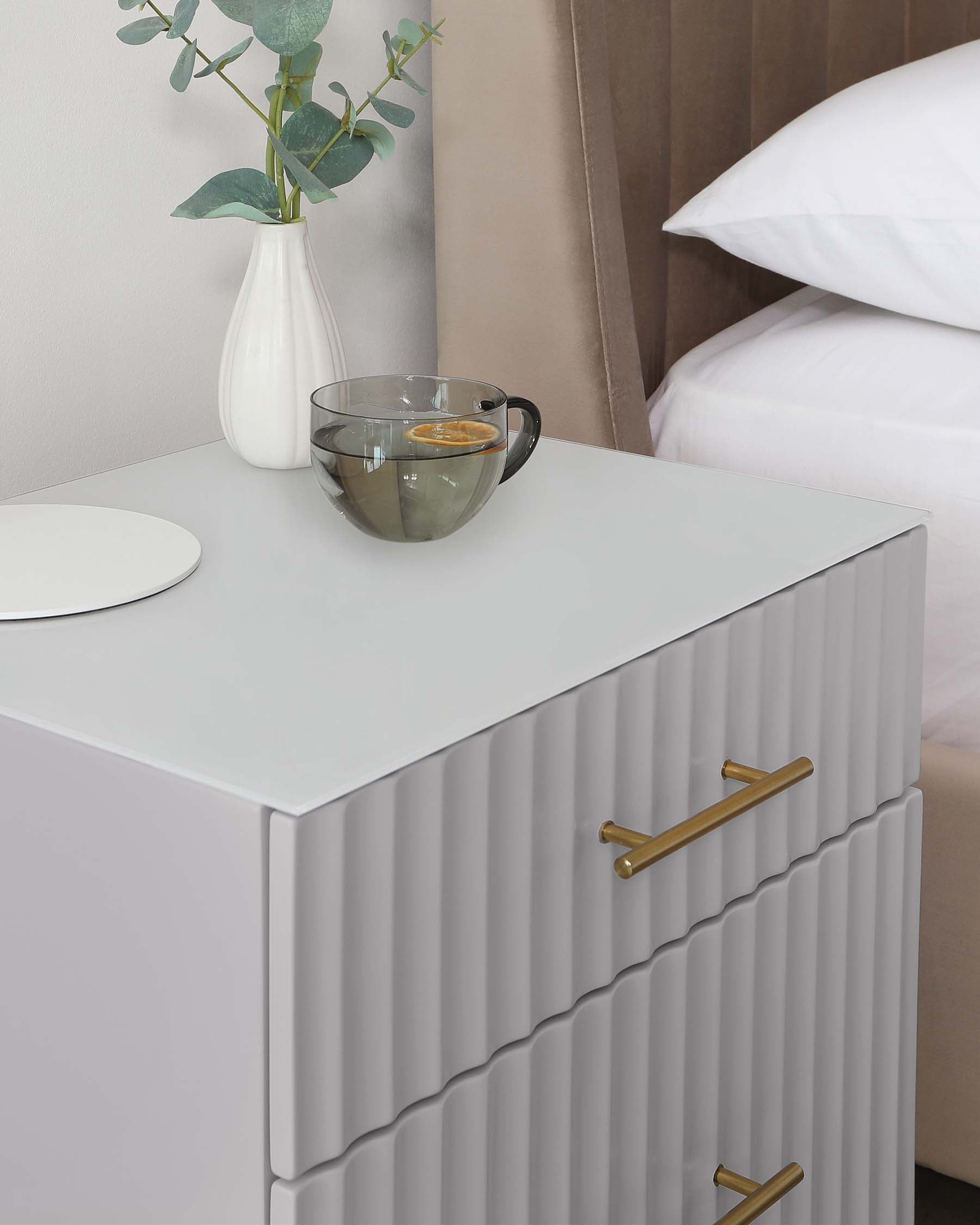 Albury light grey 2 drawer bedside table
