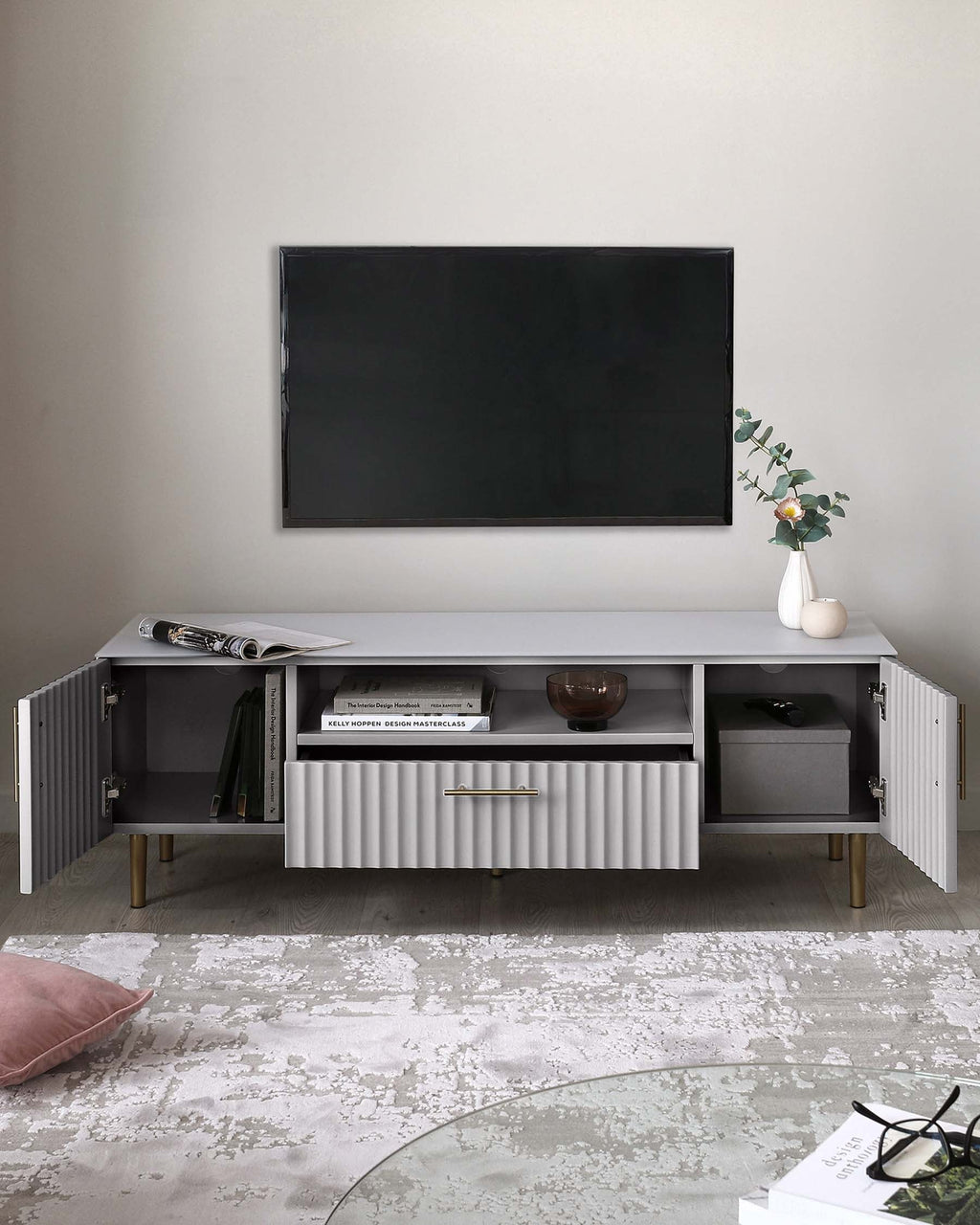 Albury light grey TV unit
