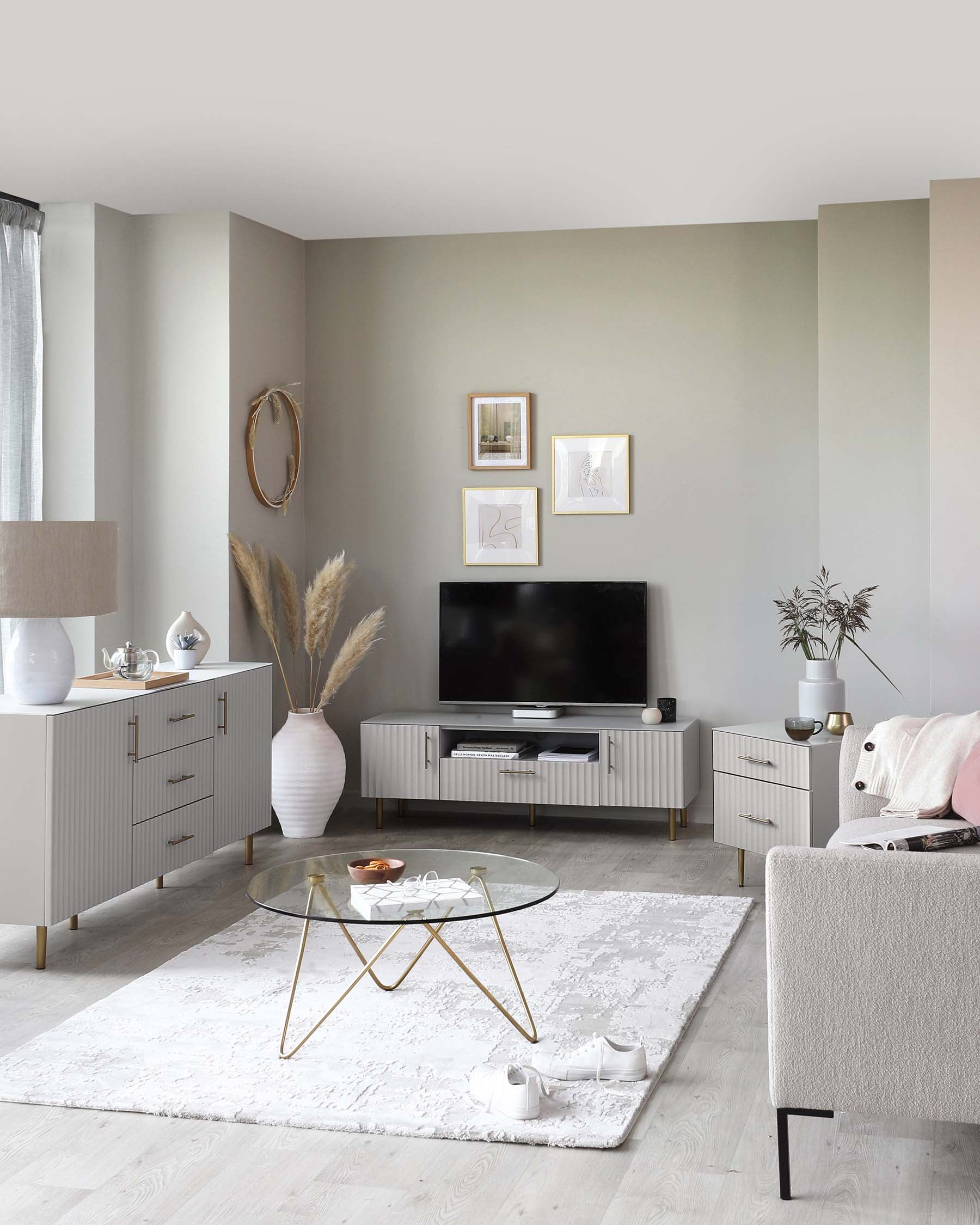 Albury light grey TV unit