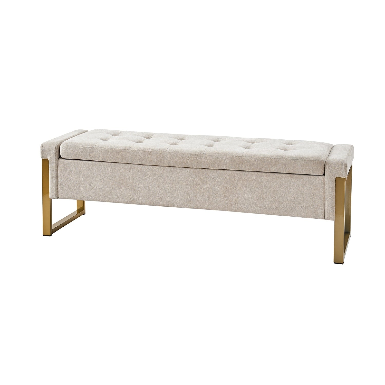 Alina Modern Upholstered Flip Top Storage Bench with Metal Legs by HULALA HOME