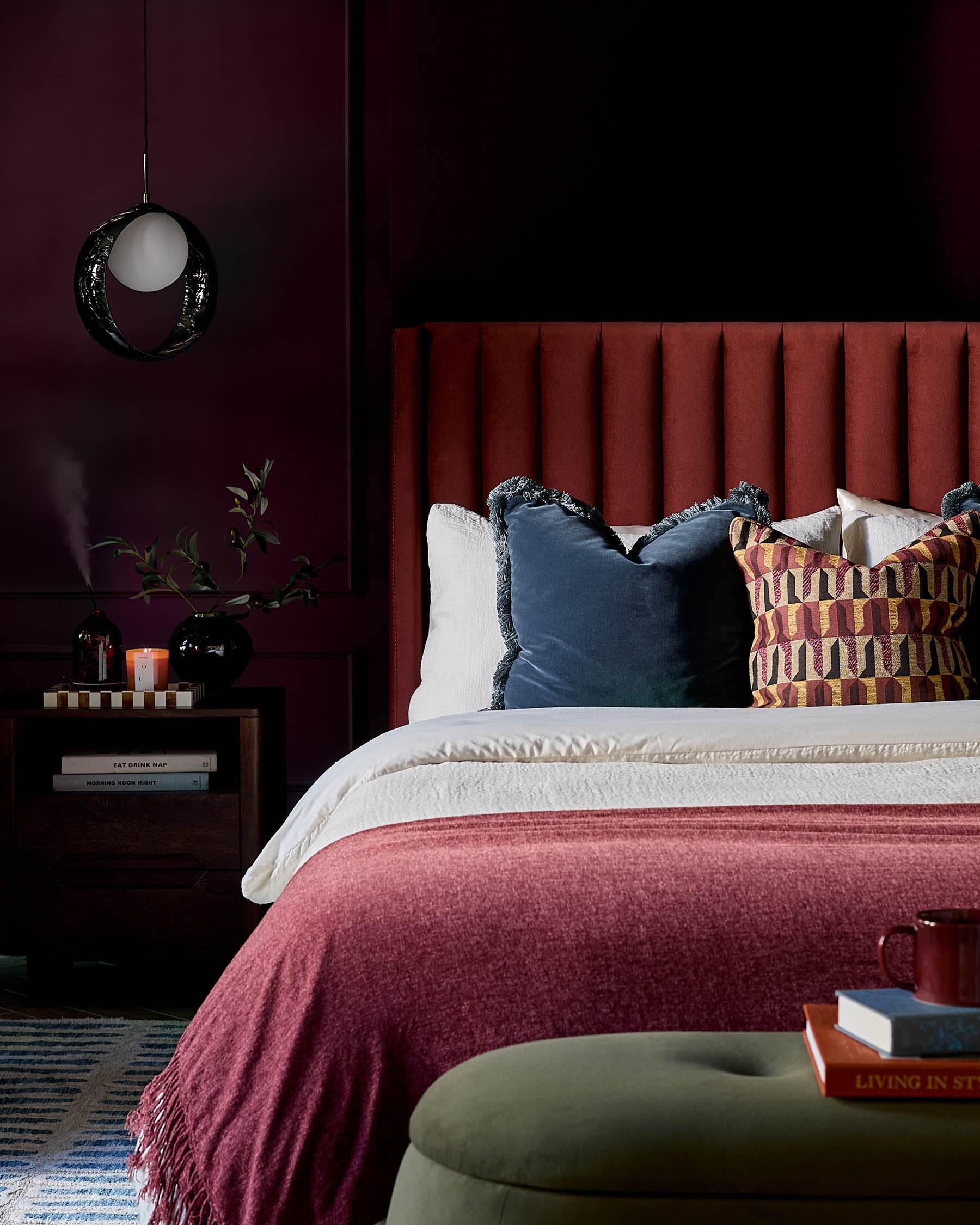 Amalfi toffee red velvet king size ottoman storage bed