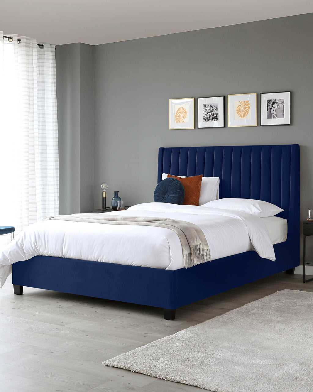 Amalfi Navy Velvet Super King Size Ottoman Storage Bed