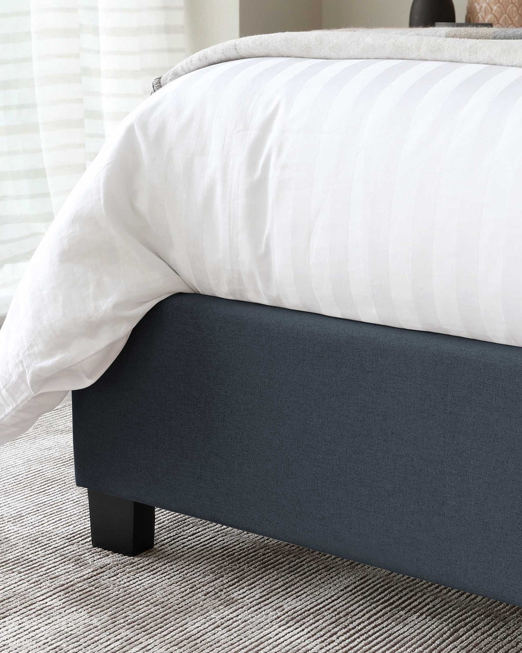Amalfi Navy Fabric Double Ottoman Storage Bed