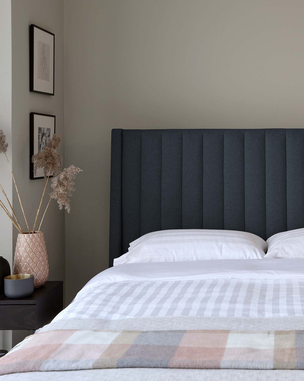 Amalfi Navy Fabric Double Ottoman Storage Bed