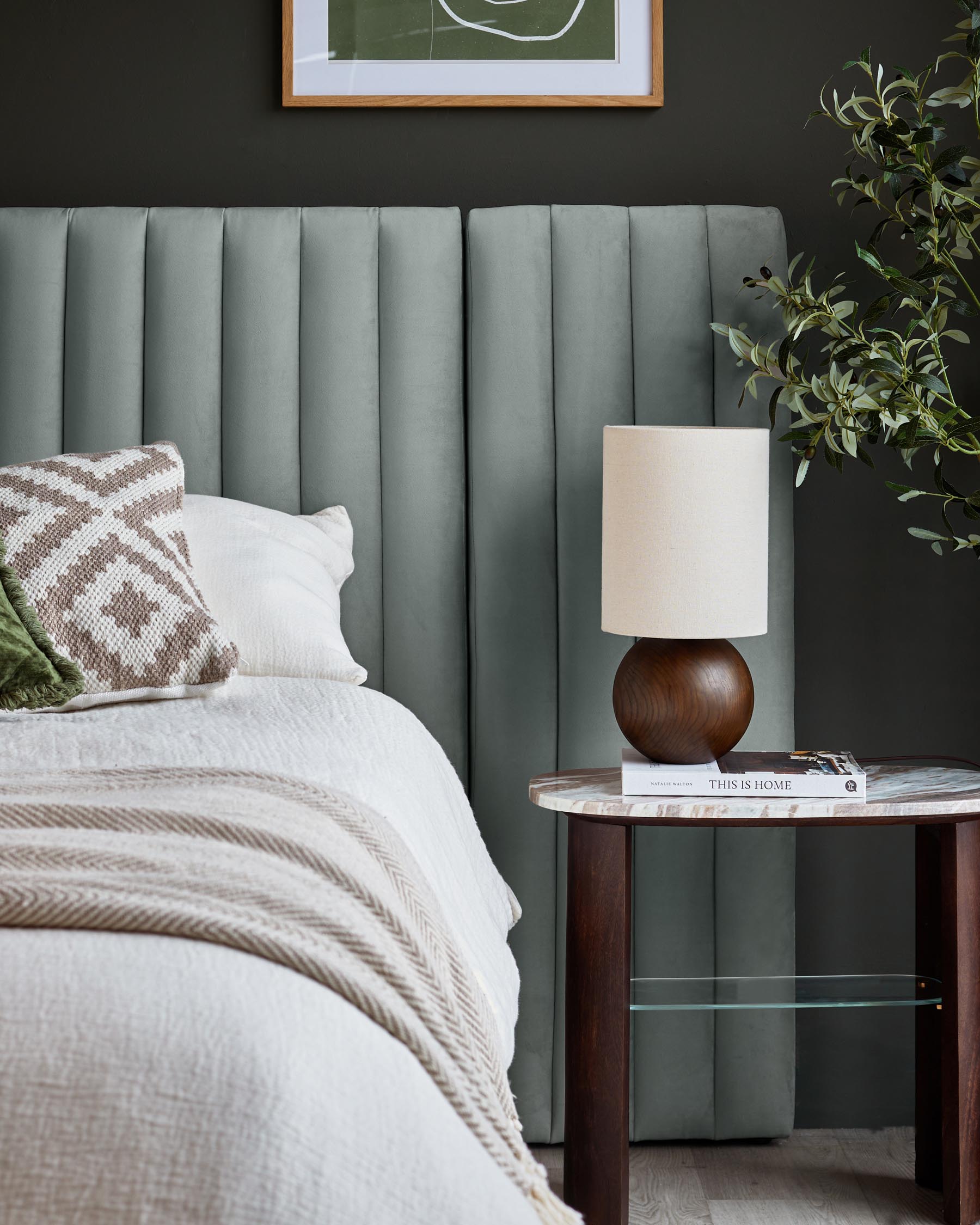 Amalfi Luxe sage green velvet king size ottoman storage bed