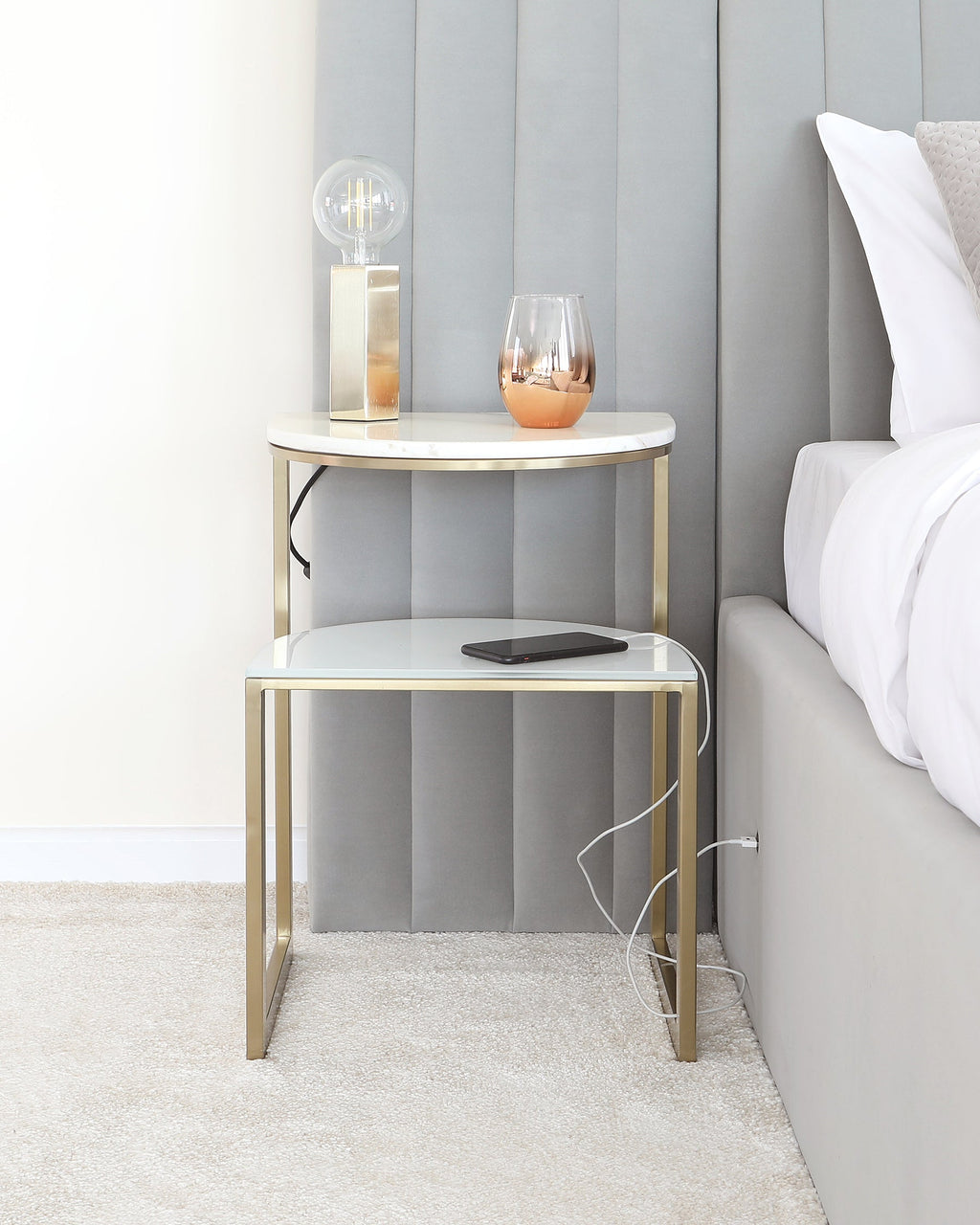 Demi white marble side table