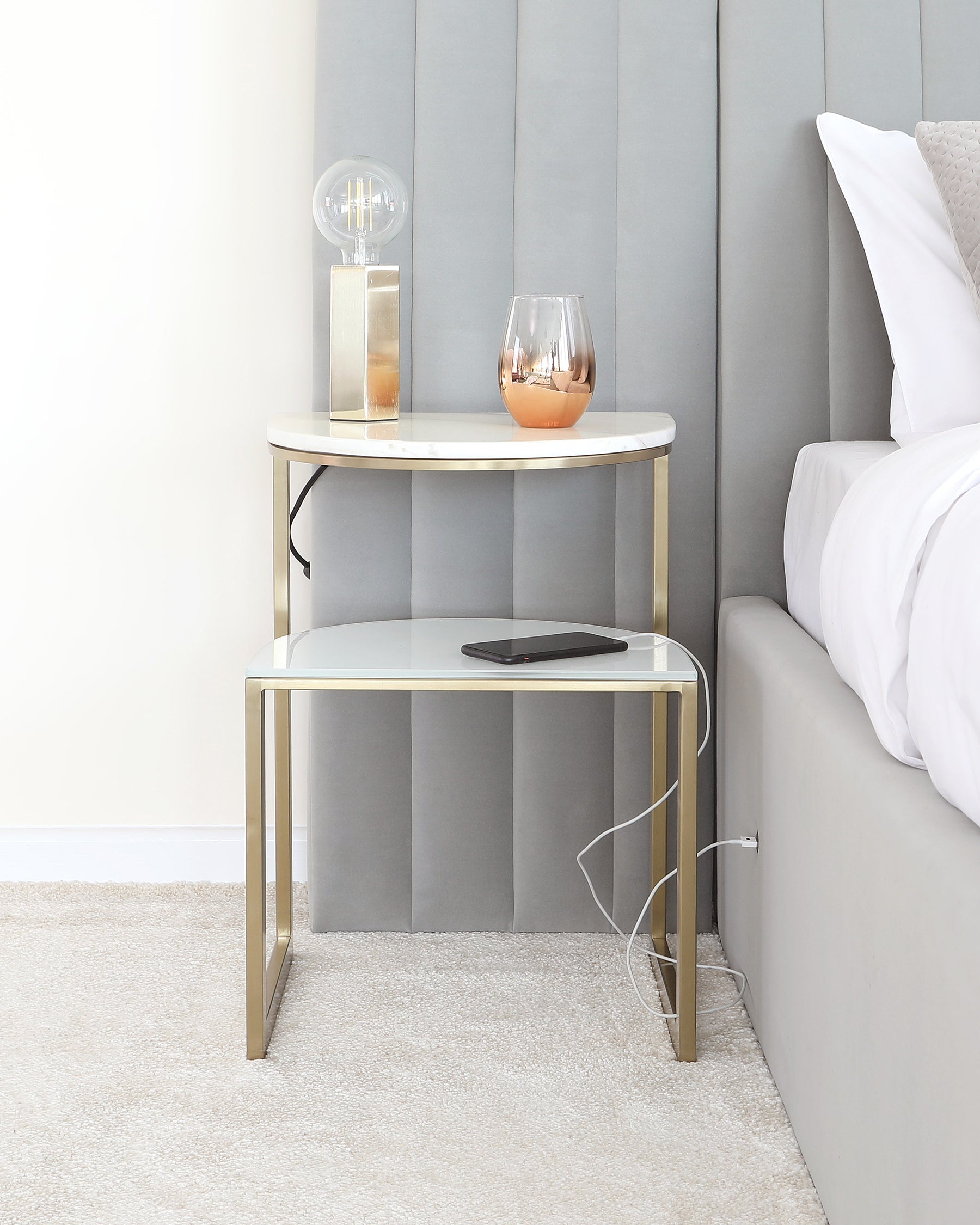 Demi white marble side table